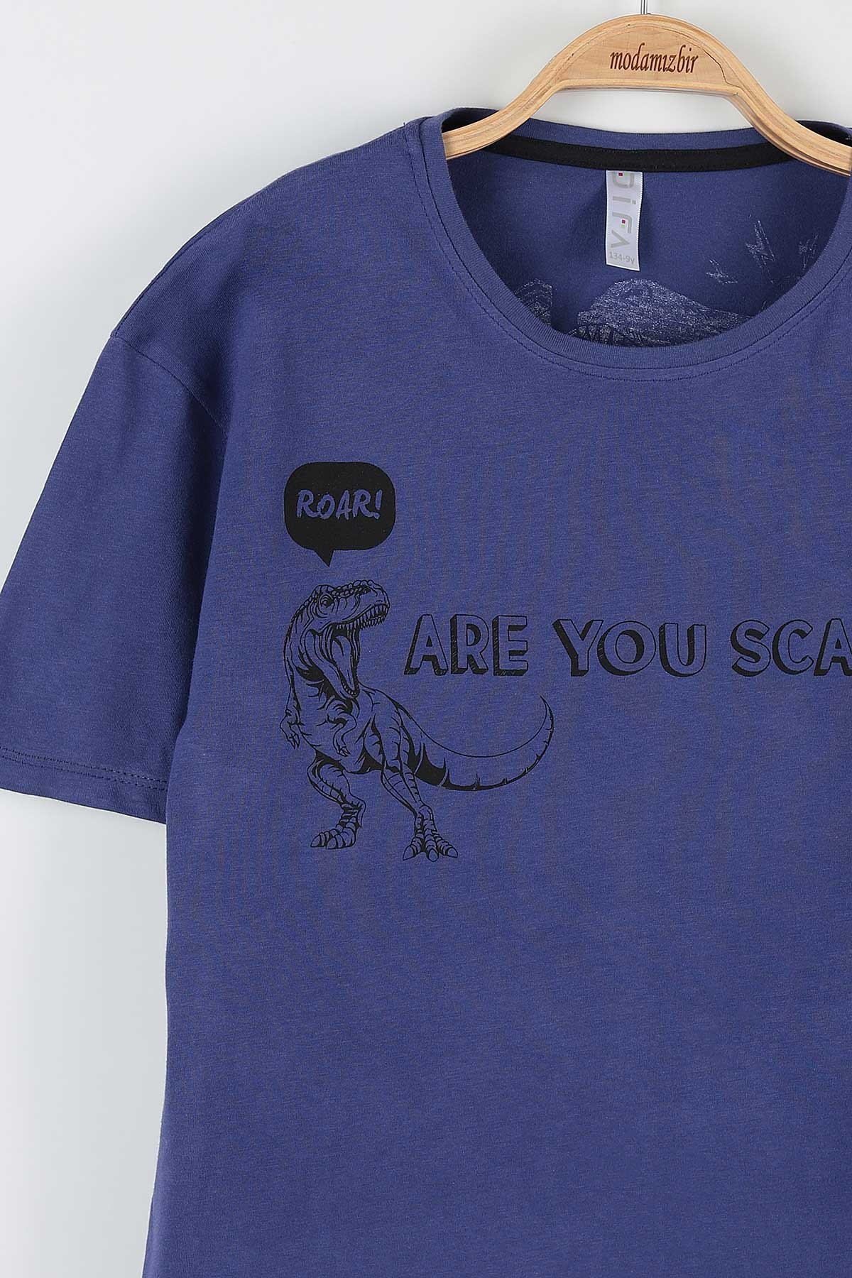 Mor (9-12 Yaş) Roar Dinazor Baskılı Erkek Çocuk Tişört 164019