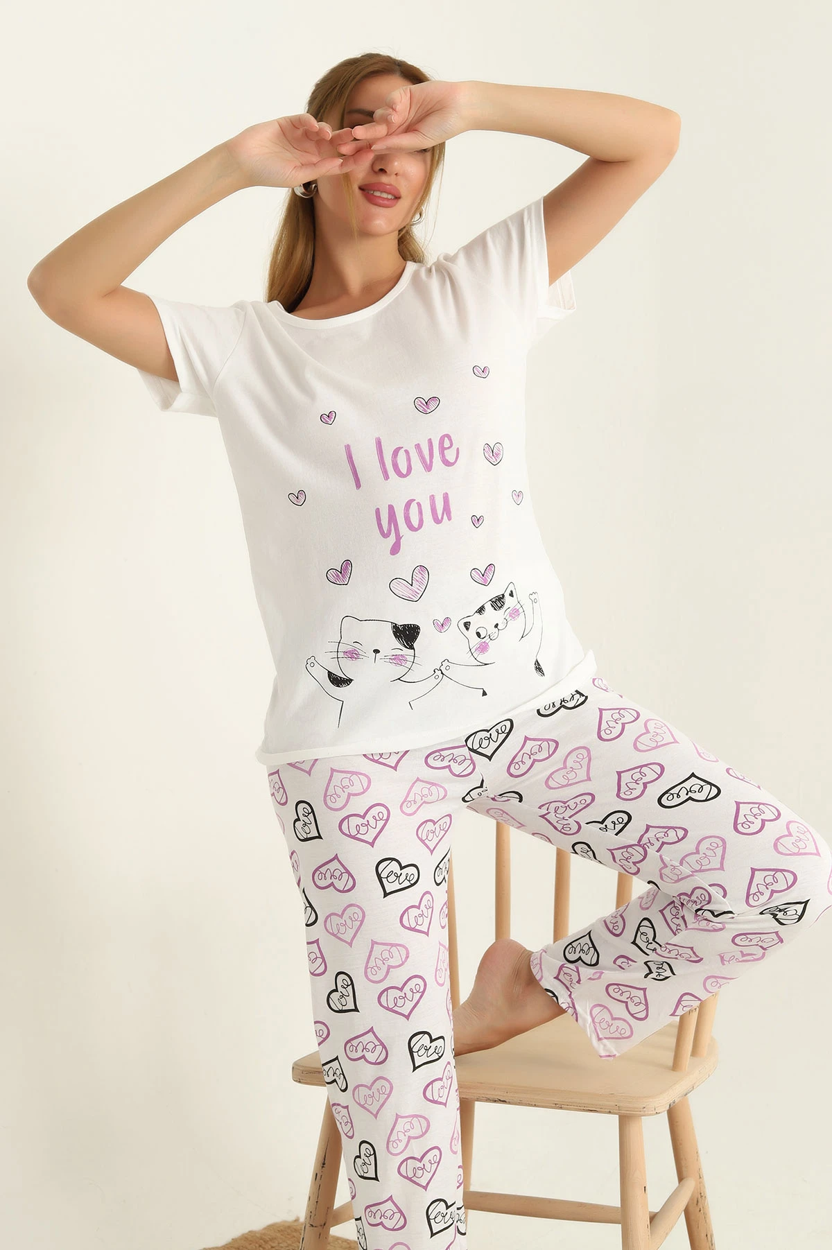 Mor Baskılı Süprem Pijama Takımı 288924