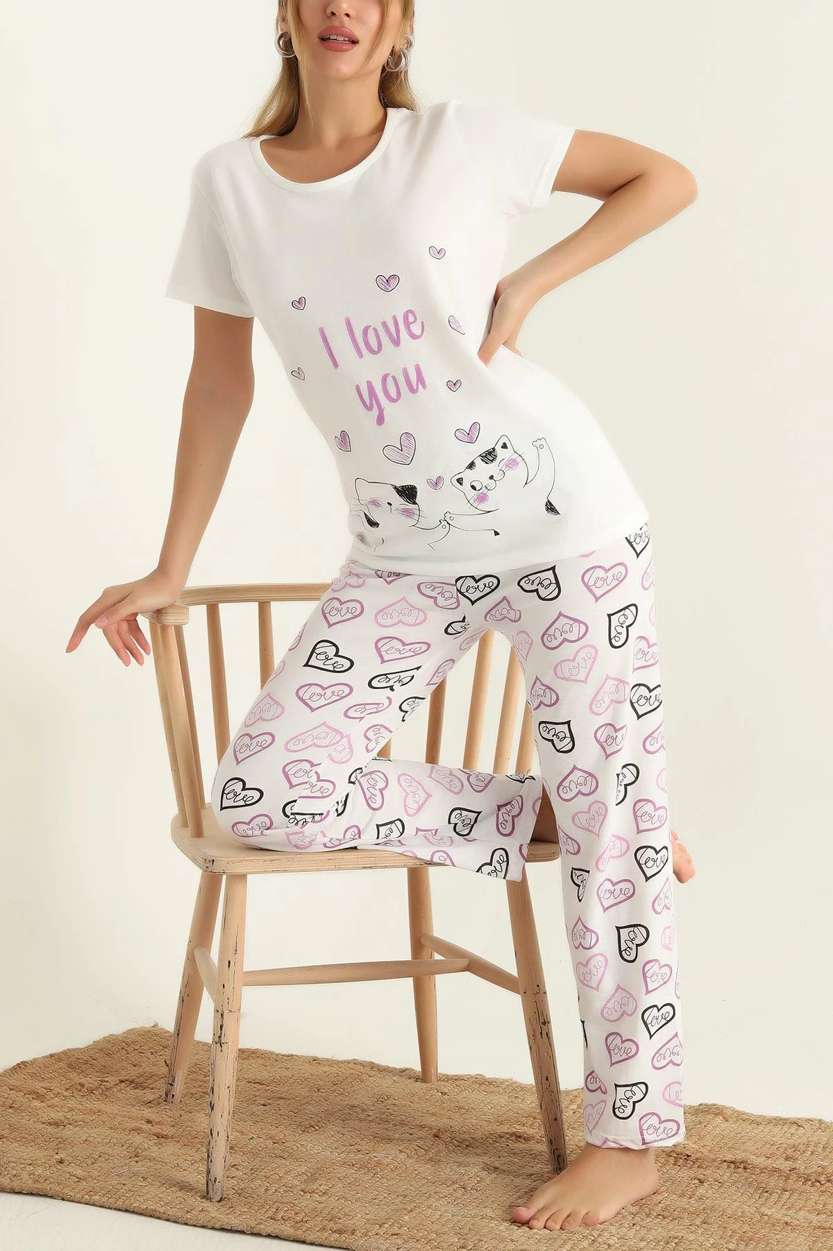 Mor Baskılı Süprem Pijama Takımı 288924