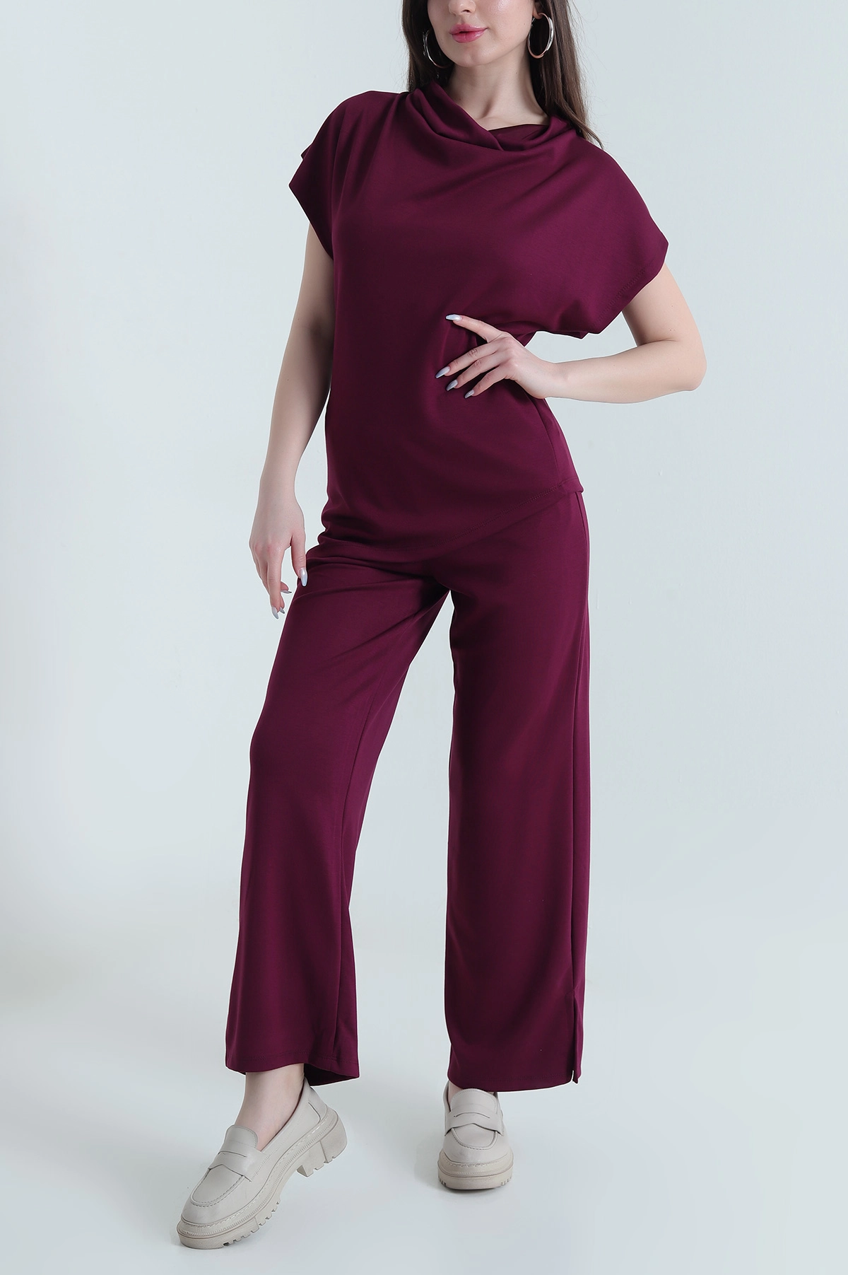 Mor Bel Lastikli Modal Kadın İkili Takım 449345