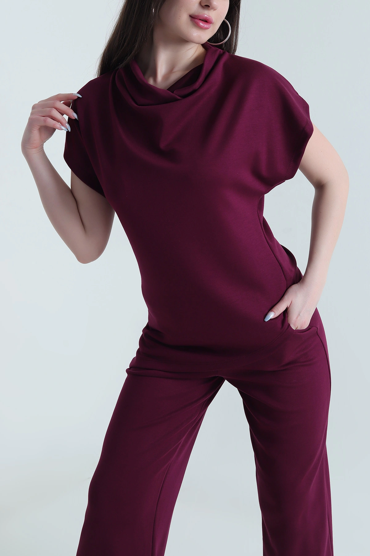 Mor Bel Lastikli Modal Kadın İkili Takım 449345