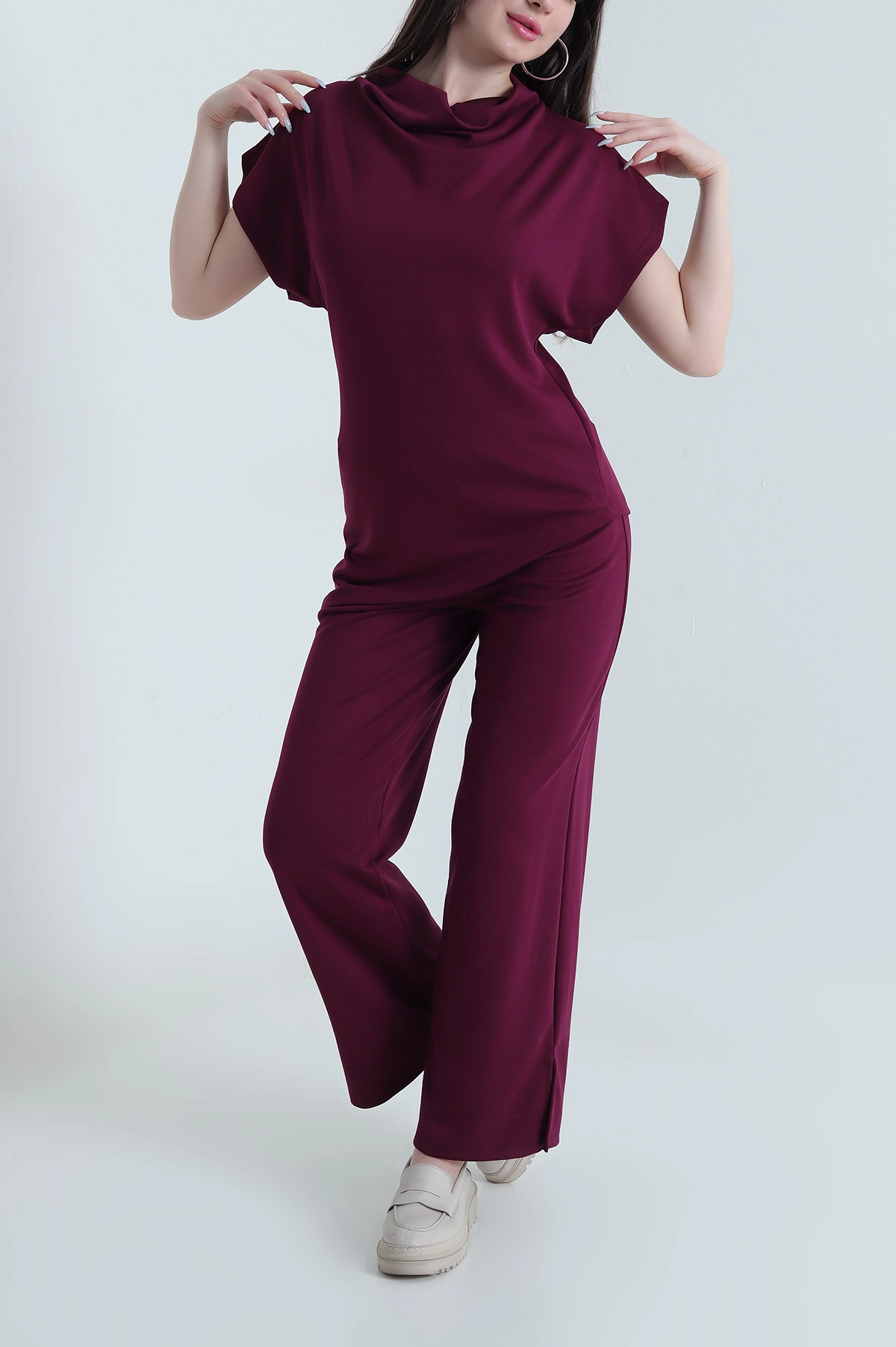 Mor Bel Lastikli Modal Kadın İkili Takım 449345