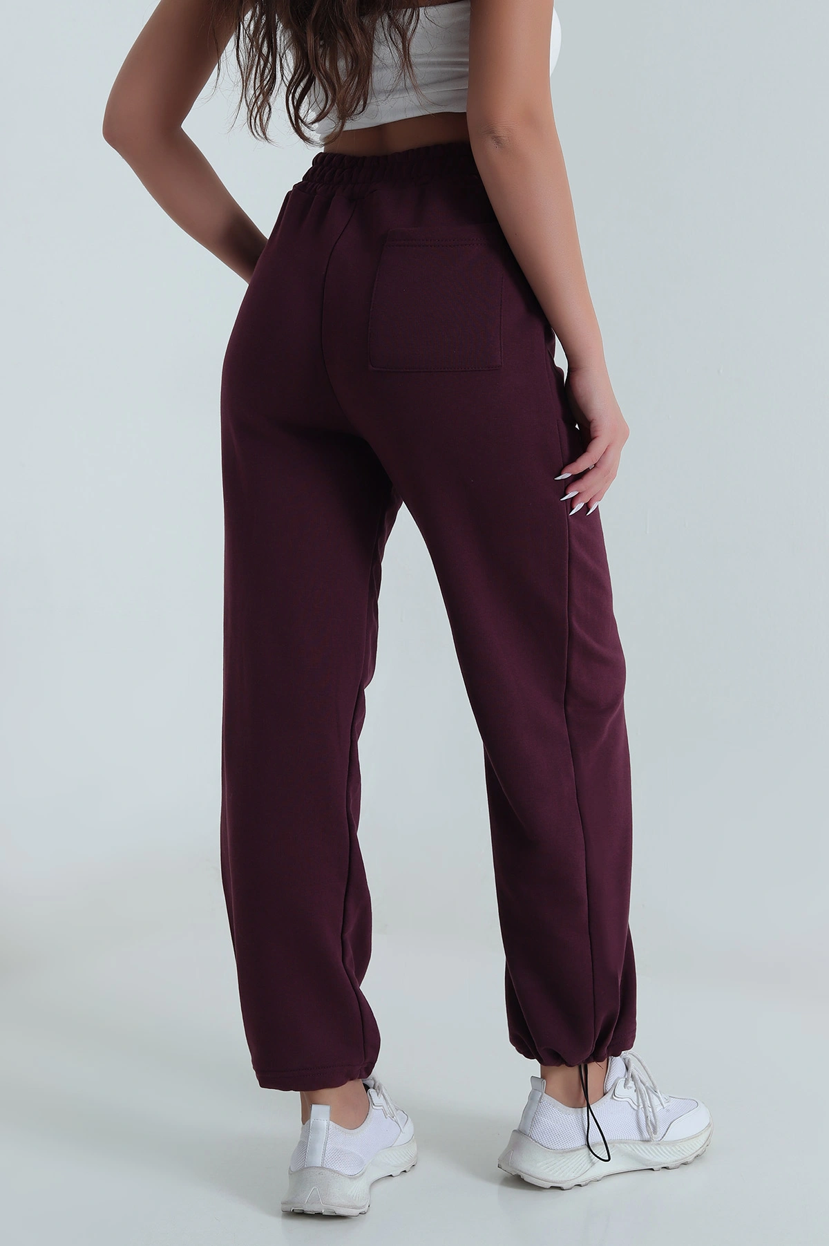 Mor Bel ve Paça Lastikli Üç İp Kadın Pantolon 484564