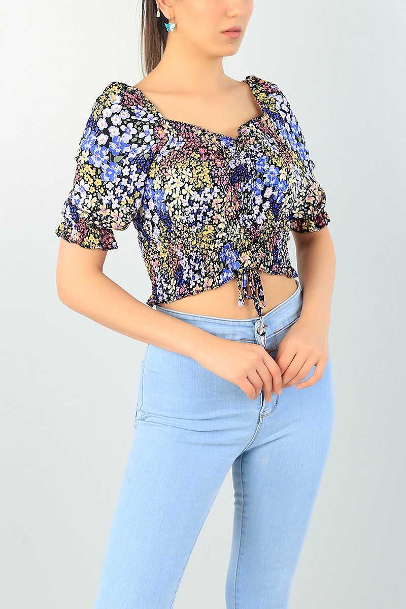 Mor Beli Gipeli Dokuma Bluz 66086