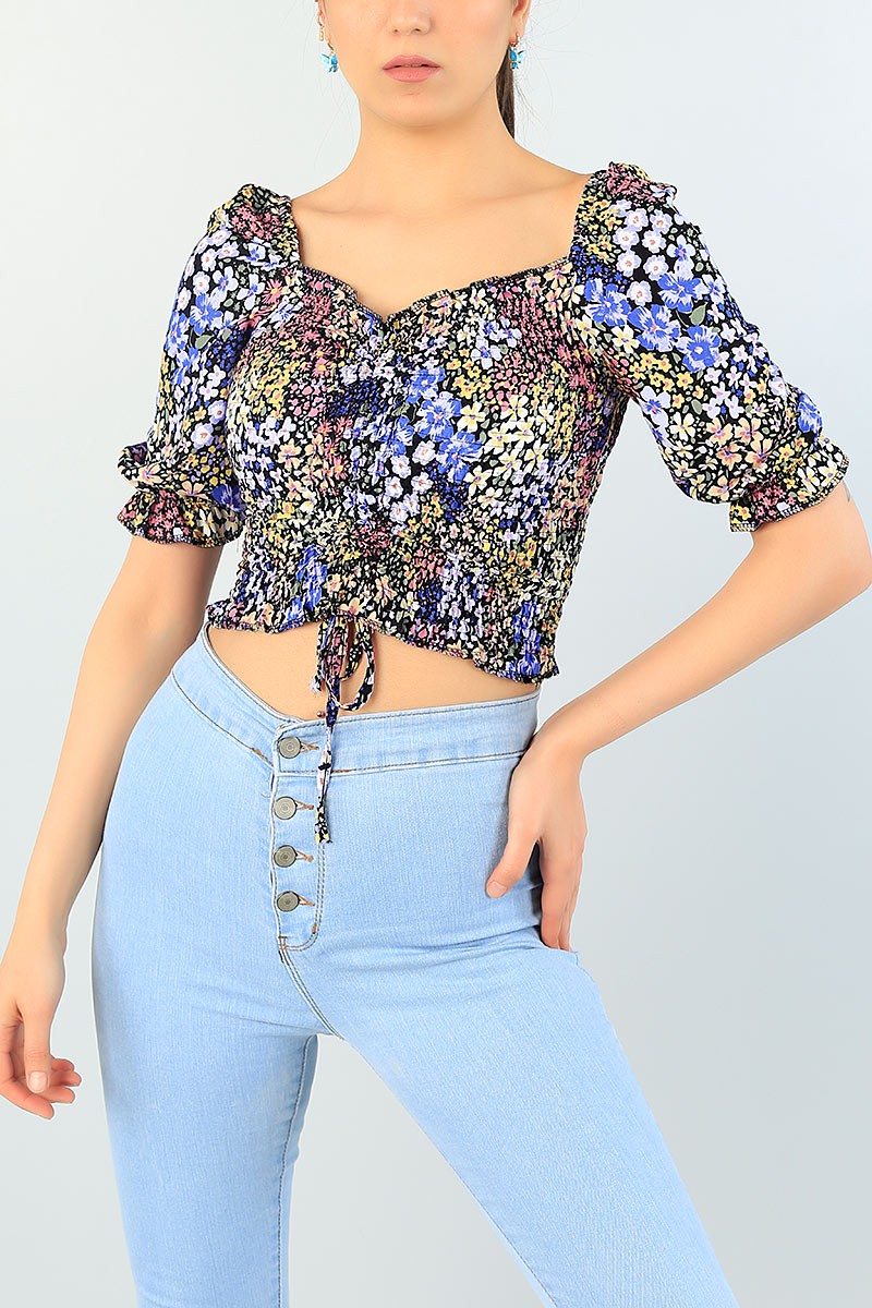 Mor Beli Gipeli Dokuma Bluz 66086