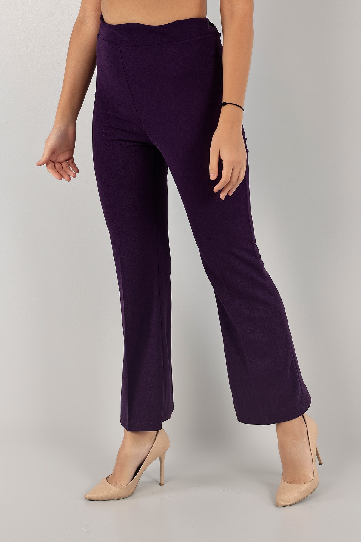 Mor Beli Lastikli Bayan Pantolon 138576