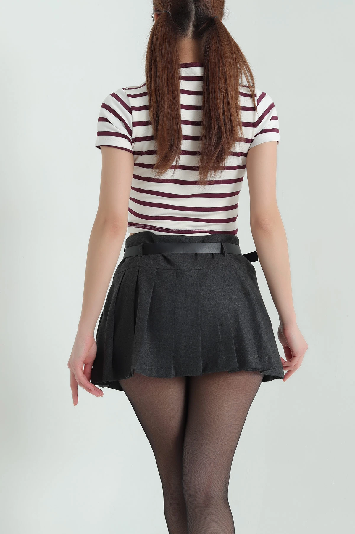 Mor Çizgili Likralı Crop 333896