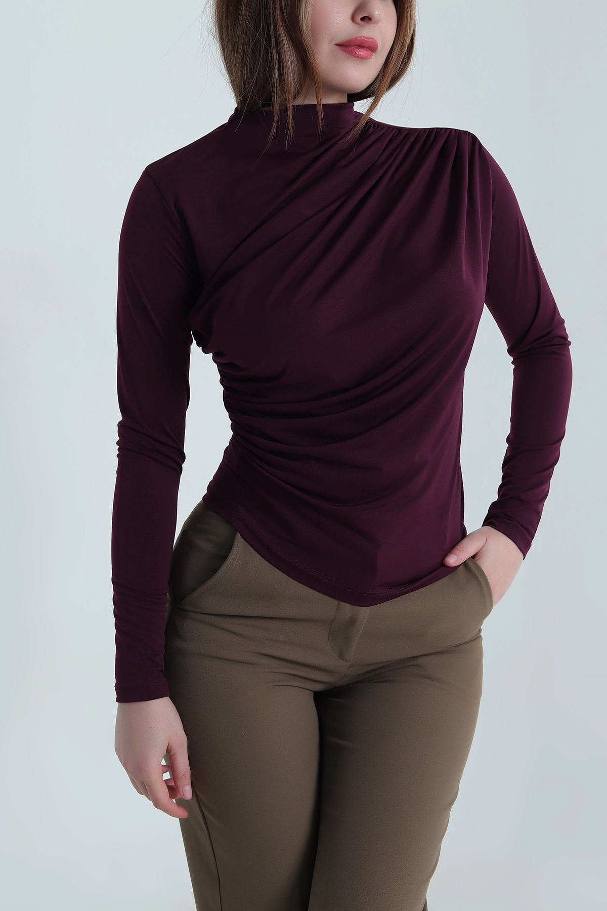Mor Drapeli Sandy Kadın Bluz 494491