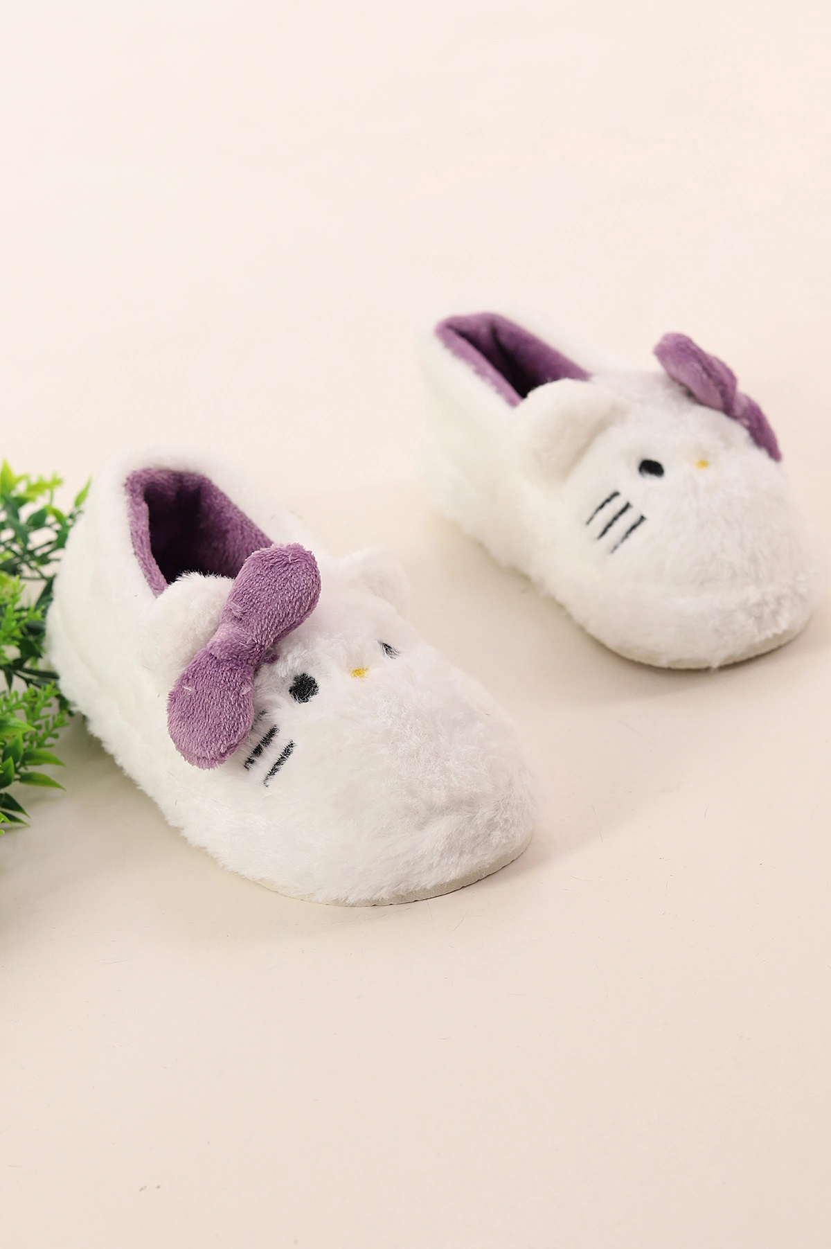 Mor Ekru ( 30 - 35 ) Peluş Figürlü Kız Çocuk Panduf 391084