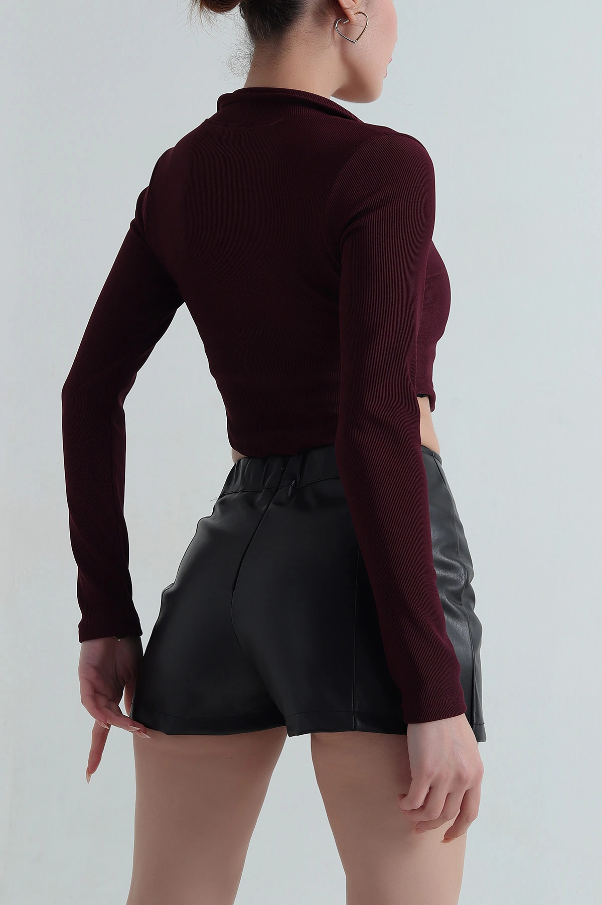 Mor Fermuarlı Ottoman Kadın Bluz 406096