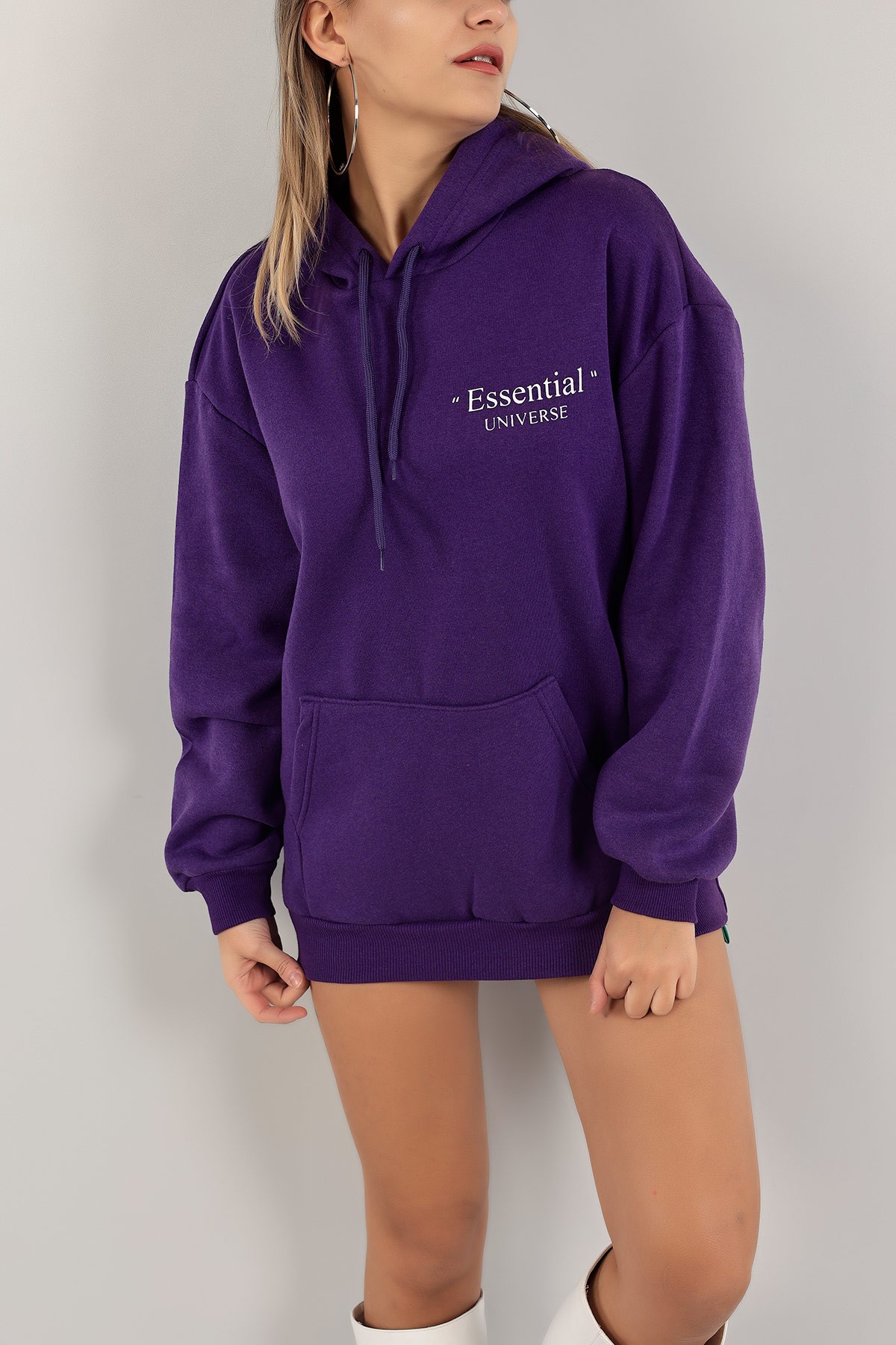 Mor İçi Şardonlu Kapüşonlu Bayan Sweat 138923