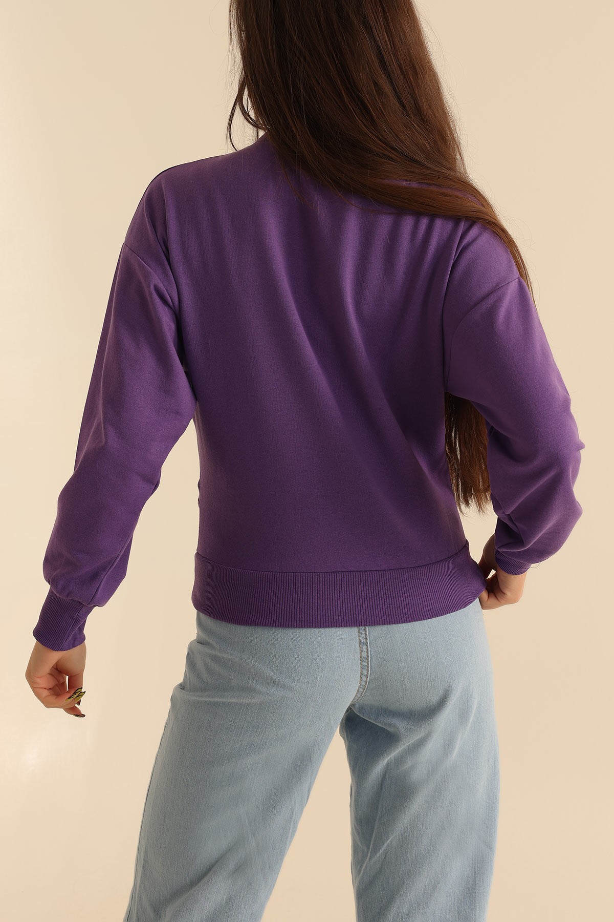 Mor İki İp Oversize Sweat 199713