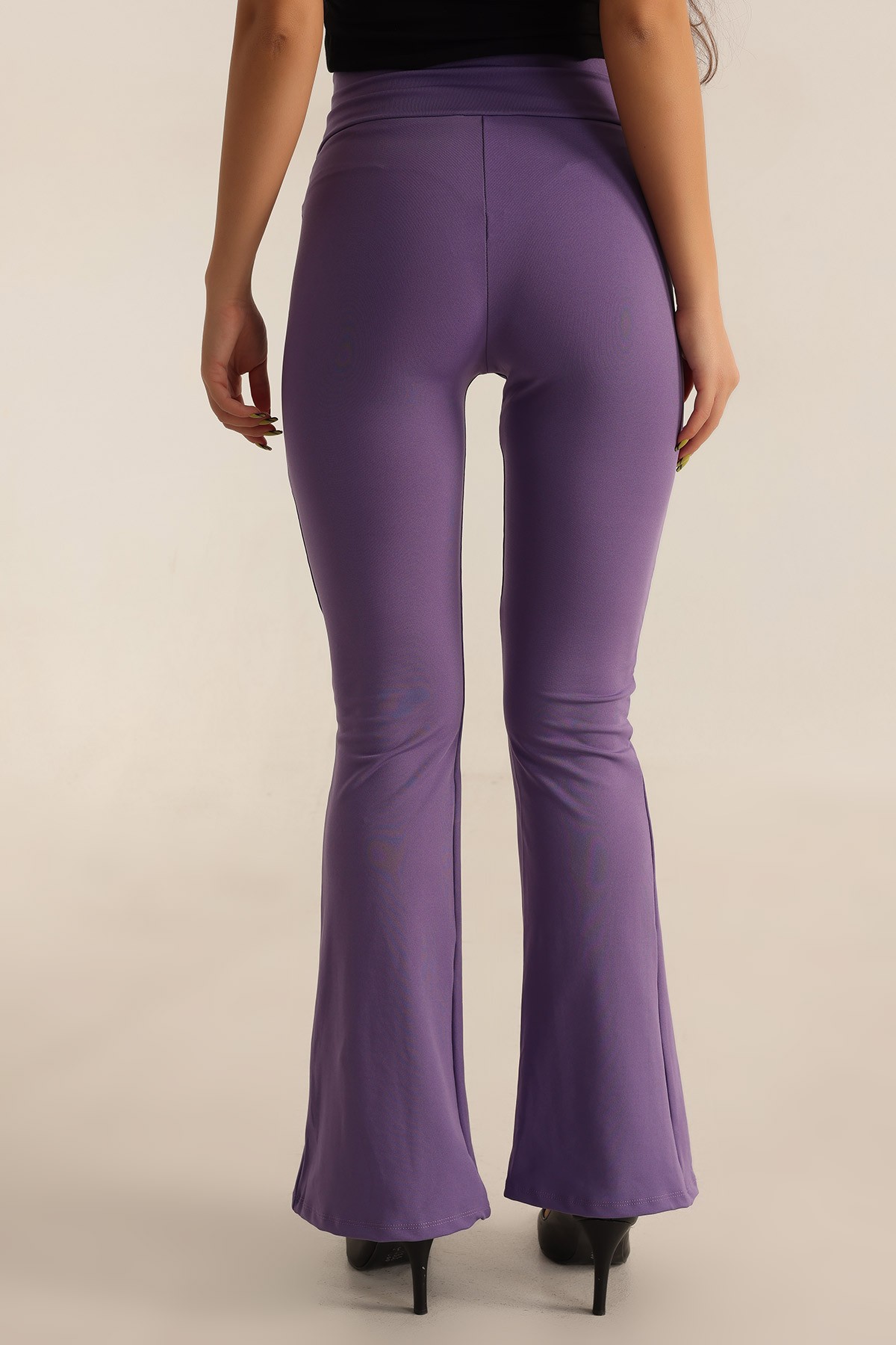 Mor İspanyol Paça YIrtmaçlı Bayan Pantalon 198827