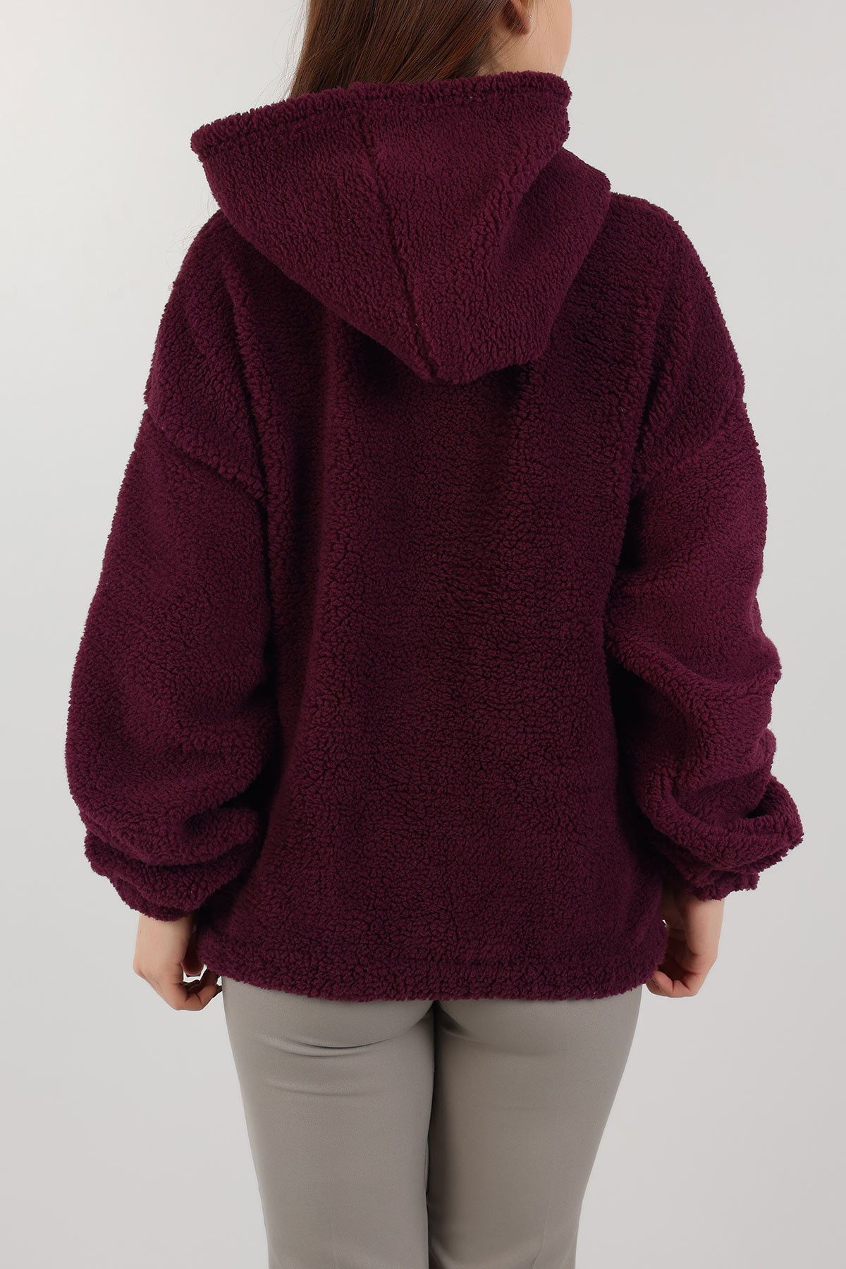 Mor Kapüşonlu Cepli Yumoş Sweat 151238