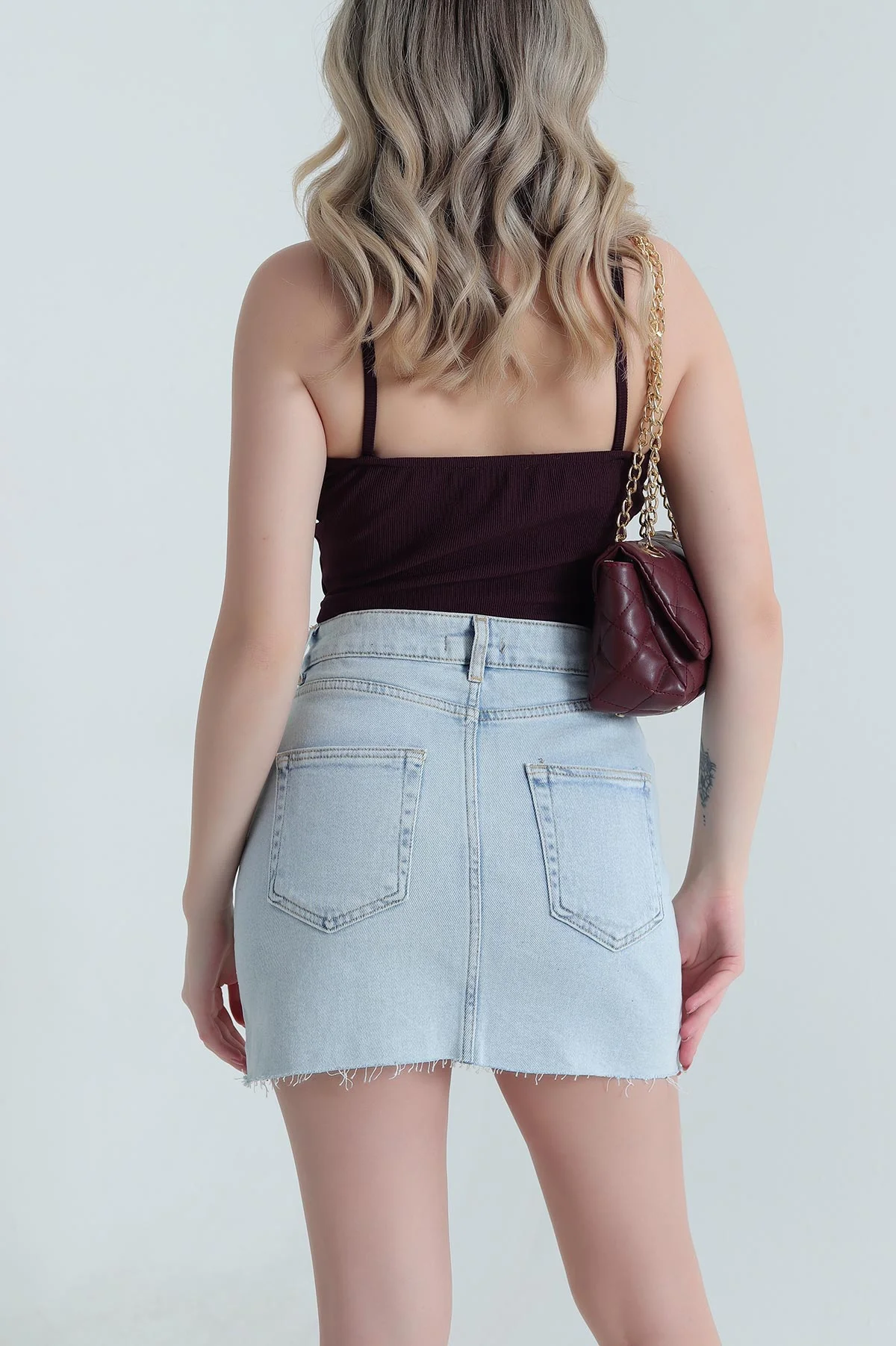 Mor Ottoman Kumaş Crop Bluz 467133