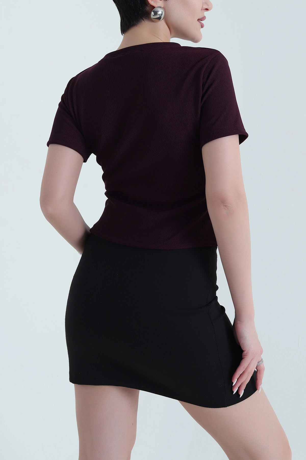 Mor Ottoman Likralı Kadın Bluz 443147