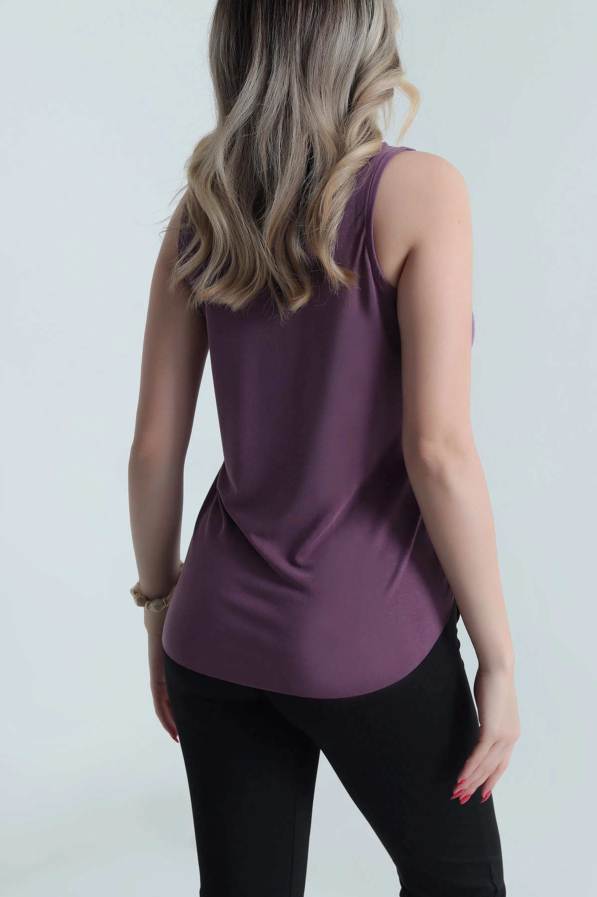 Mor Oval Kesim Modal Kadın Atlet 482081