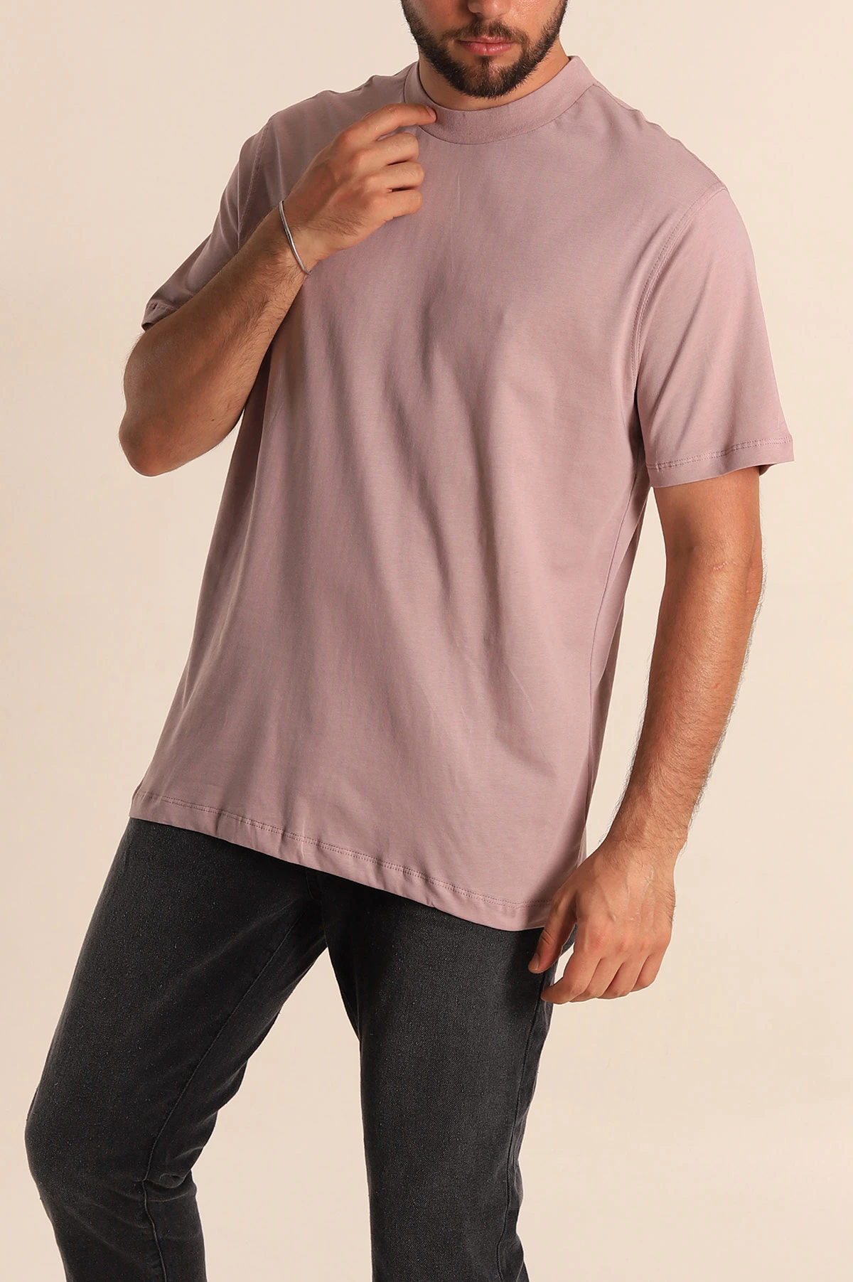 Mor Relaxed Fit Basic Erkek Tişört 279898