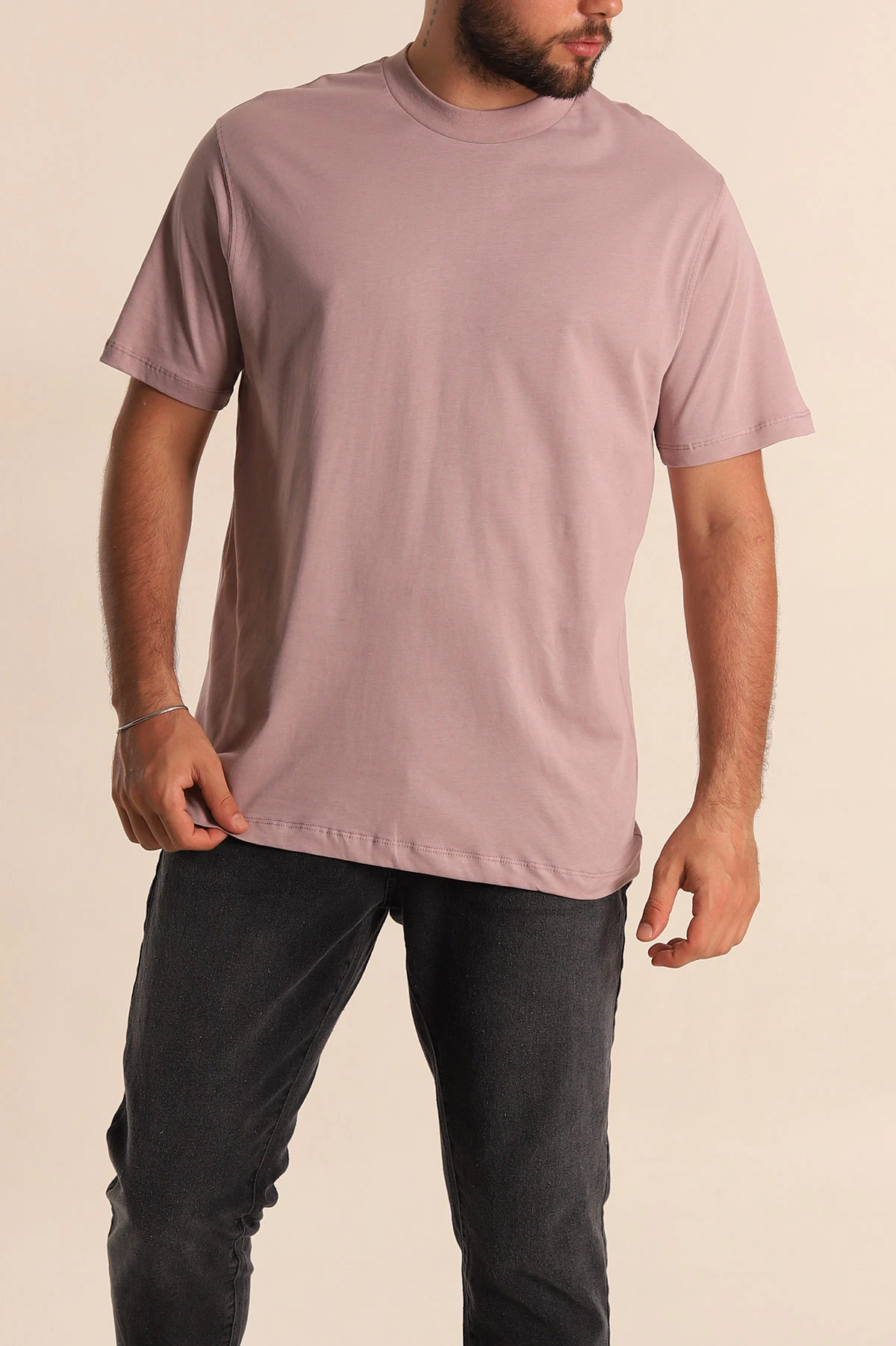 Mor Relaxed Fit Basic Erkek Tişört 279898