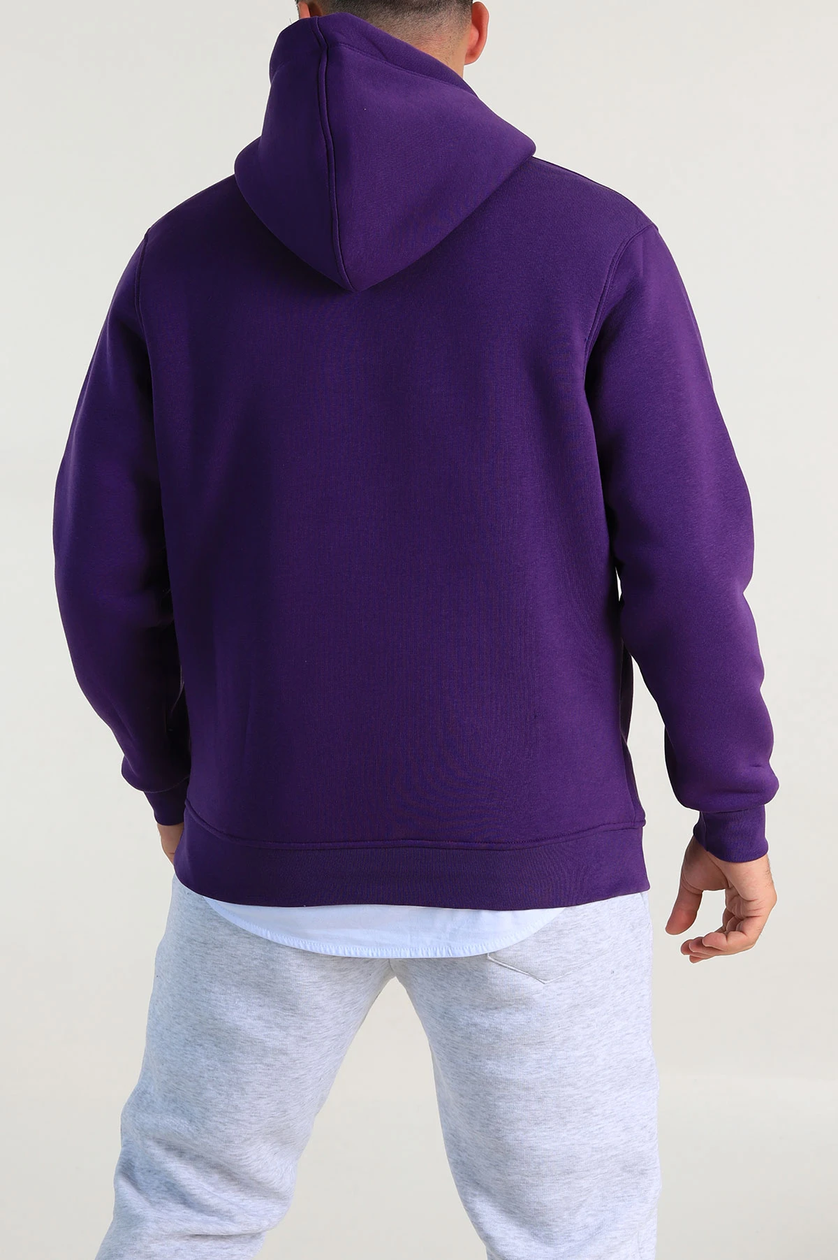 Mor Relaxed Fit Üç İp Şardonlu Kabartma Detaylı Erkek Sweatshirt 311126
