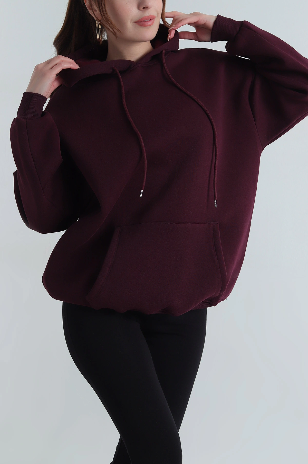 Mor Şardonlu Kadın Fermuarsız Sweat 400552
