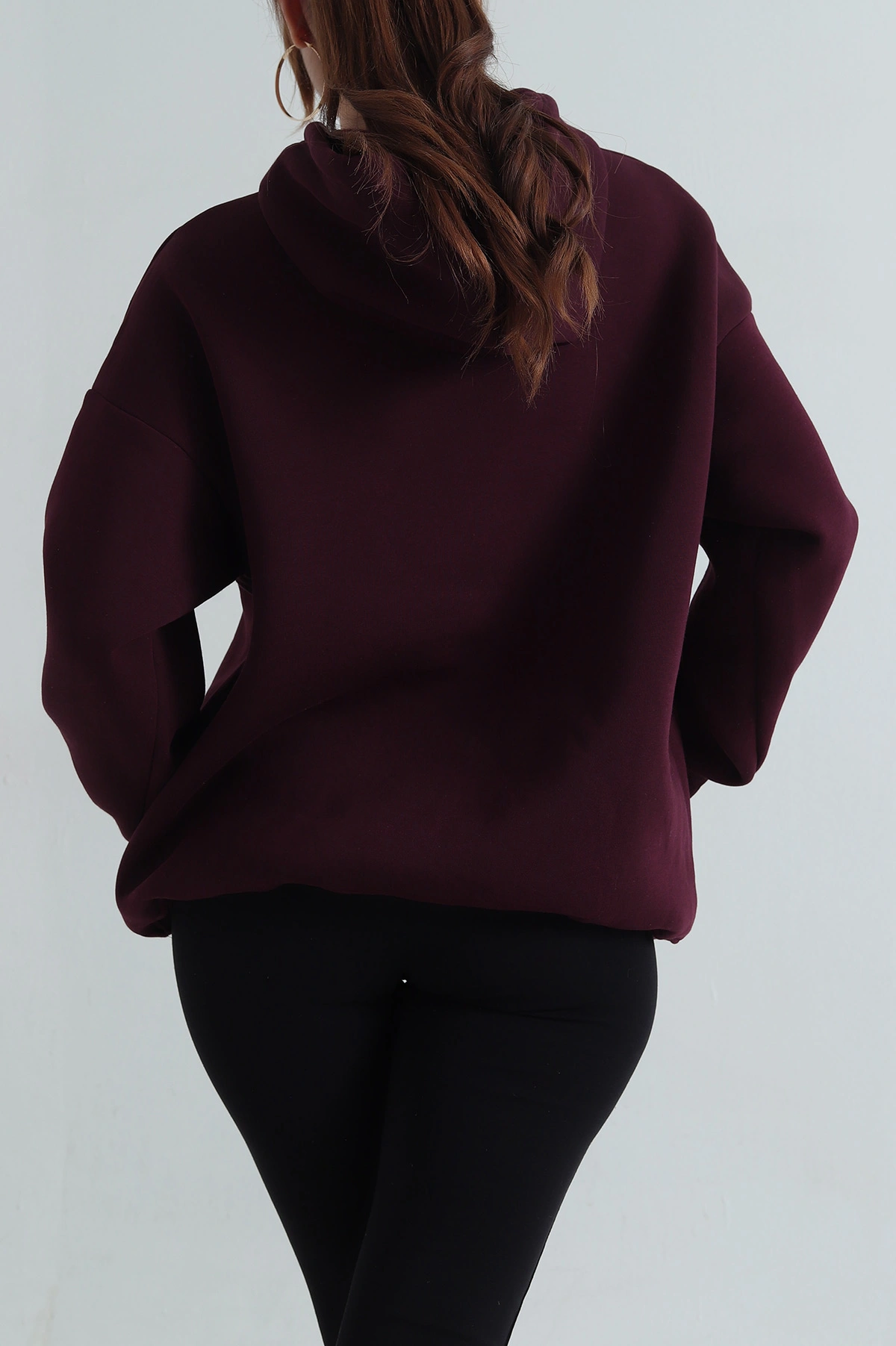 Mor Şardonlu Kadın Fermuarsız Sweat 400552