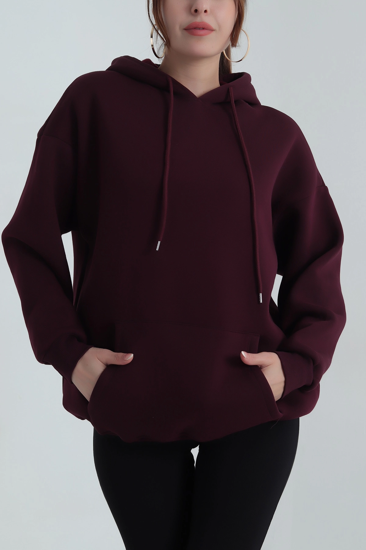 Mor Şardonlu Kadın Fermuarsız Sweat 400552