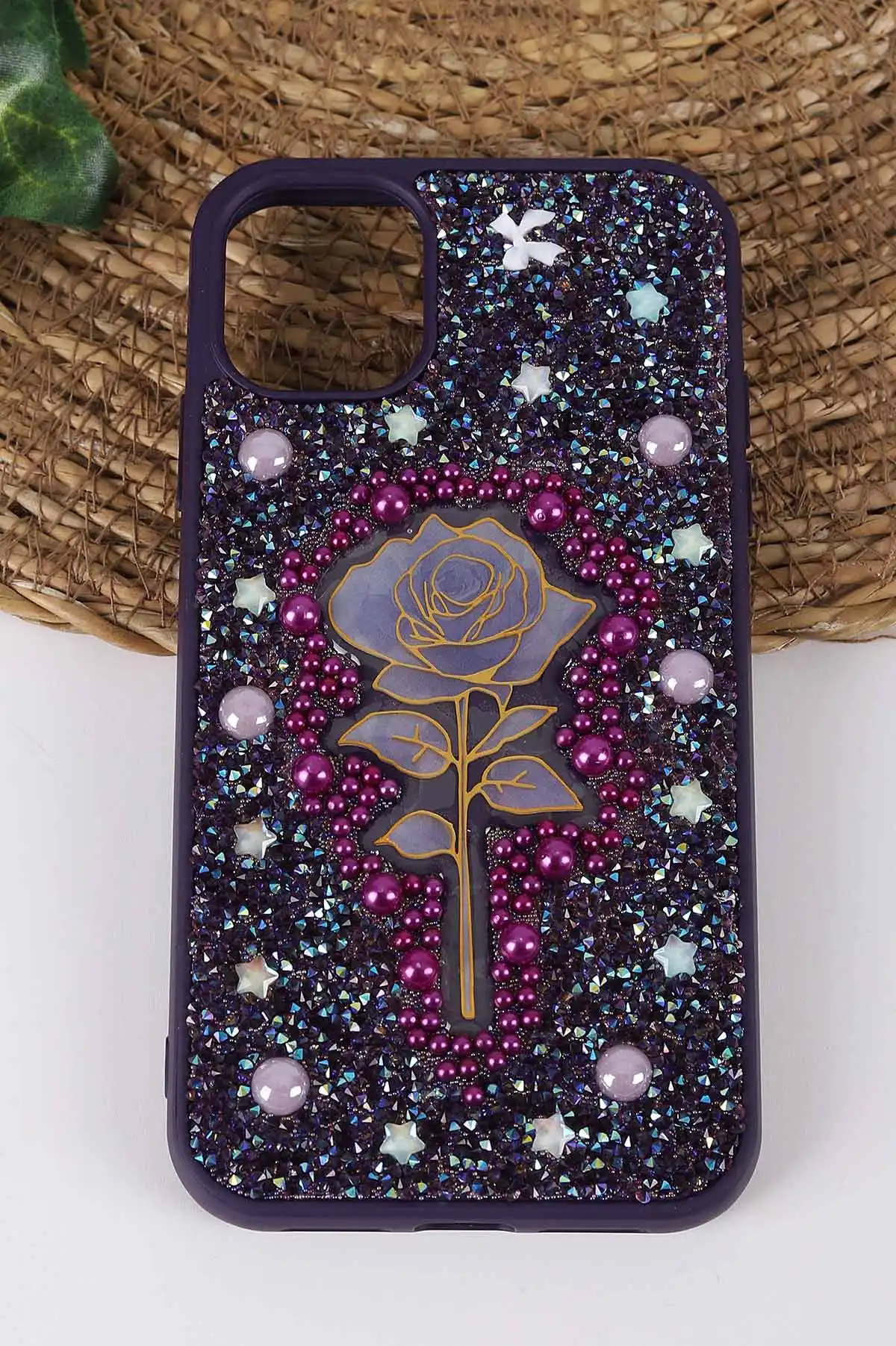 Mor TeknoCase İPhone 11 Uyumlu Afra Diamond Case Serisi Lens Hediyeli Premium Sert Silikon Telefon Kılıfı 430492