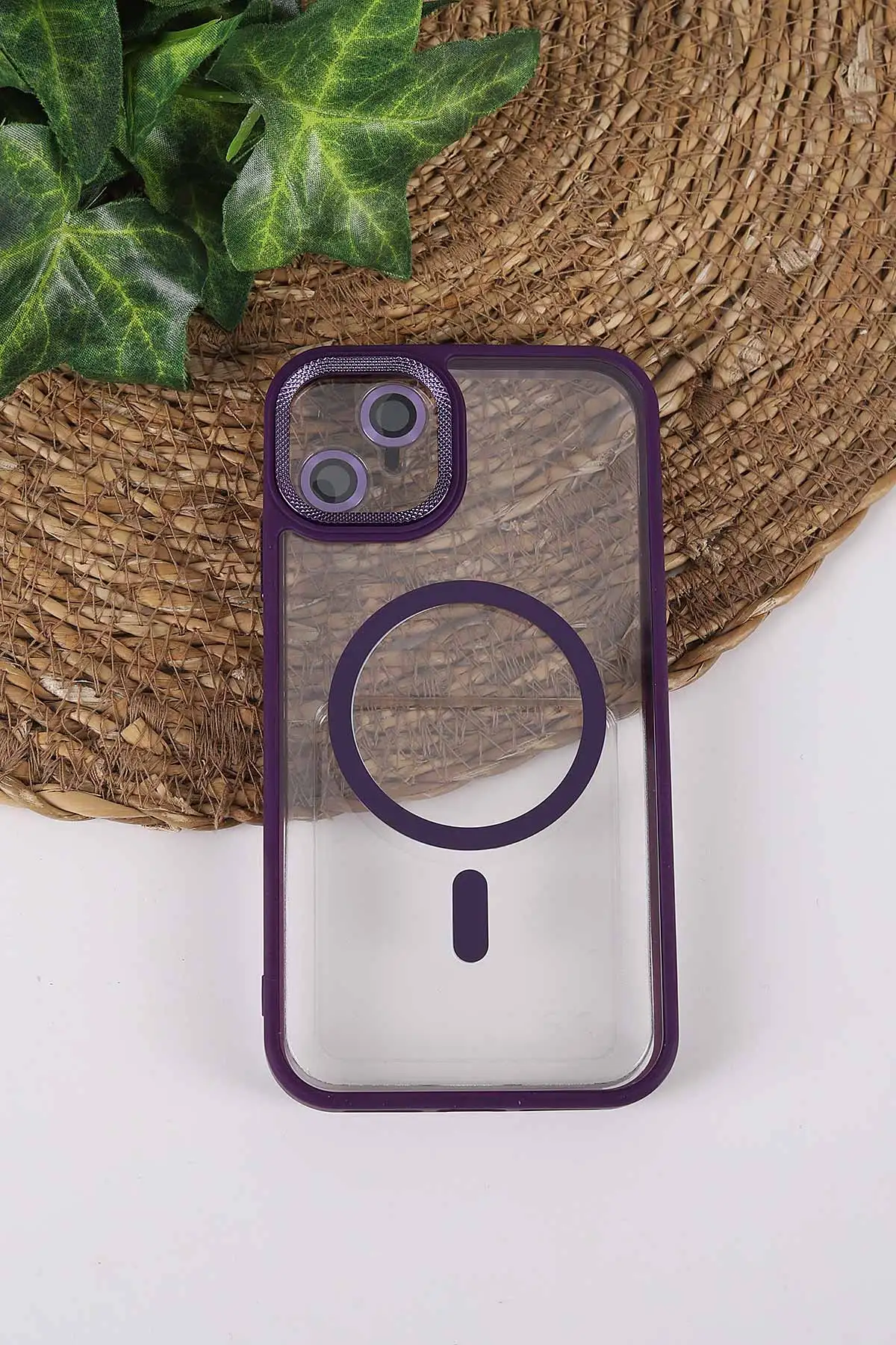 Mor TeknoCase İPhone 11 Uyumlu Clear Lüx Case Serisi Lens Hediyeli Sert Silikon Telefon Kılıfı 430680