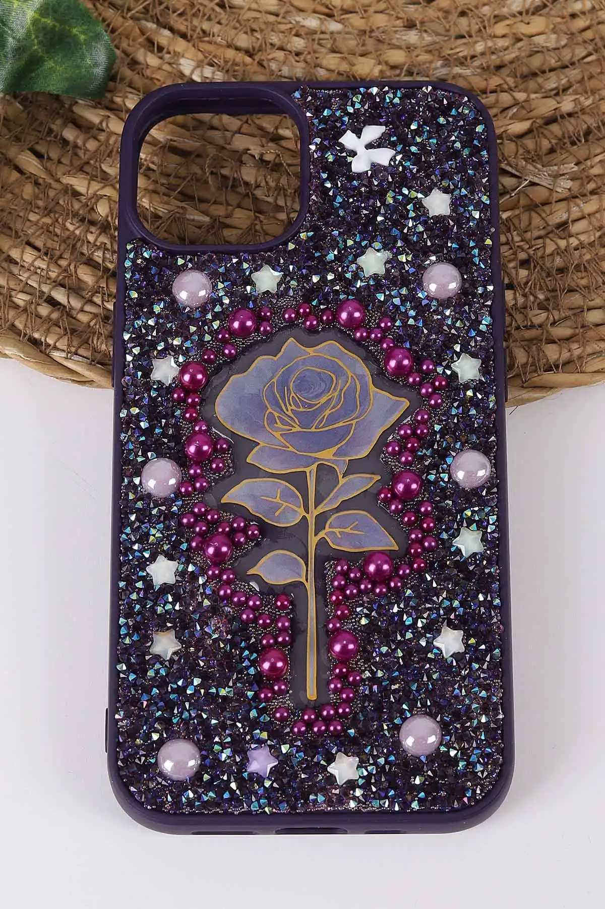 Mor TeknoCase İPhone 14 Uyumlu Afra Diamond Case Serisi Lens Hediyeli Premium Sert Silikon Telefon Kılıfı 430509
