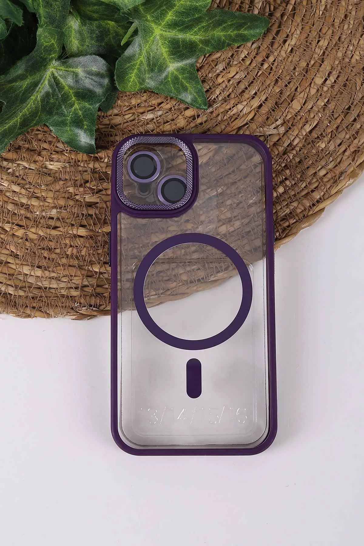 Mor TeknoCase İPhone 14 Uyumlu Clear Lüx Case Serisi Lens Hediyeli Sert Silikon Telefon Kılıfı 430698