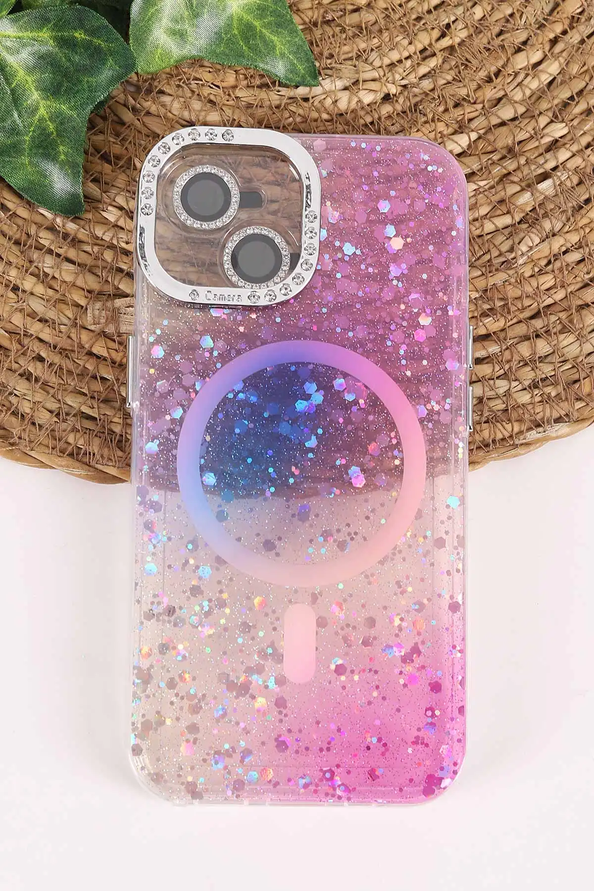 Mor TeknoCase İPhone 15 Uyumlu Sortie Diamond Case Serisi Sert Silikon Telefon Kılıfı 457974