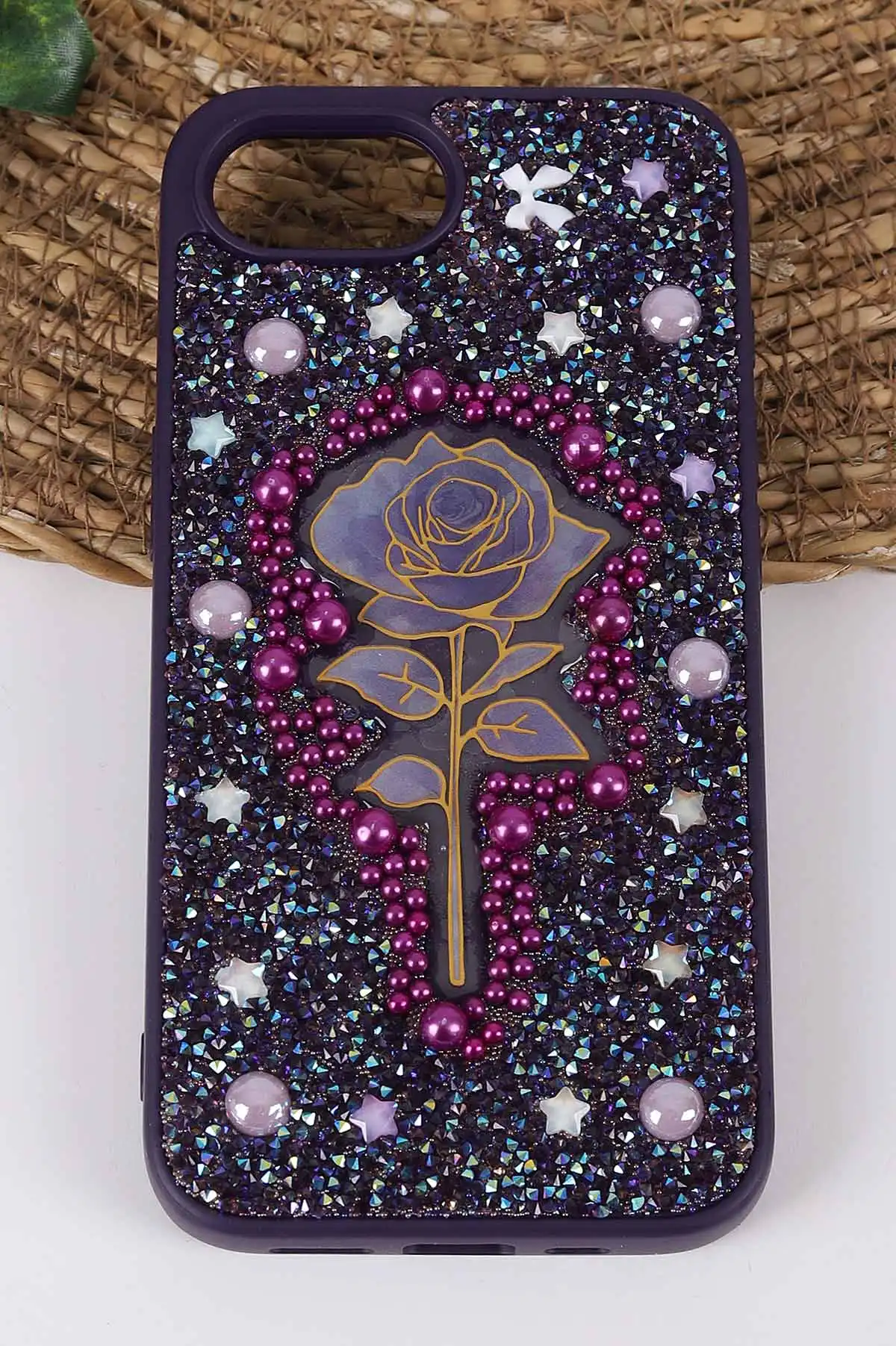 Mor TeknoCase İPhone 16E Uyumlu Afra Diamond Case Serisi Lens Hediyeli Premium Sert Silikon Telefon Kılıfı 430556
