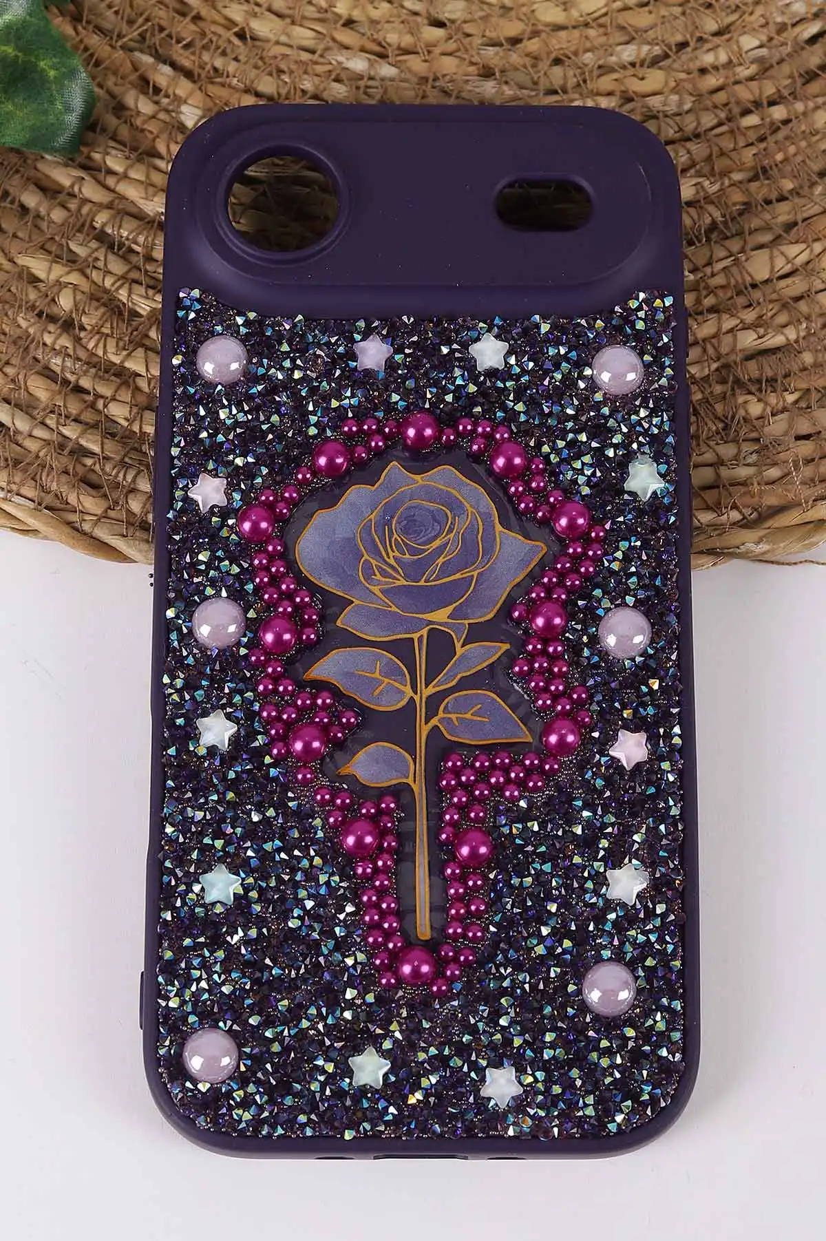 Mor TeknoCase İPhone 17 Air Uyumlu Afra Diamond Case Serisi Lens Hediyeli Premium Sert Silikon Telefon Kılıfı 430566