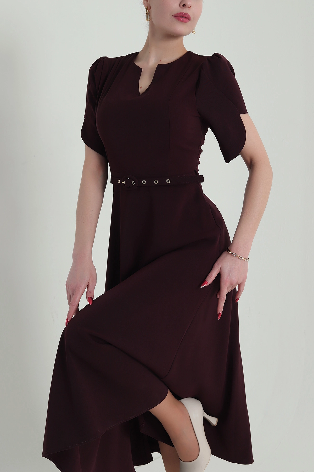 Mor Yeni Sezon Twill Kadın Elbise 425143