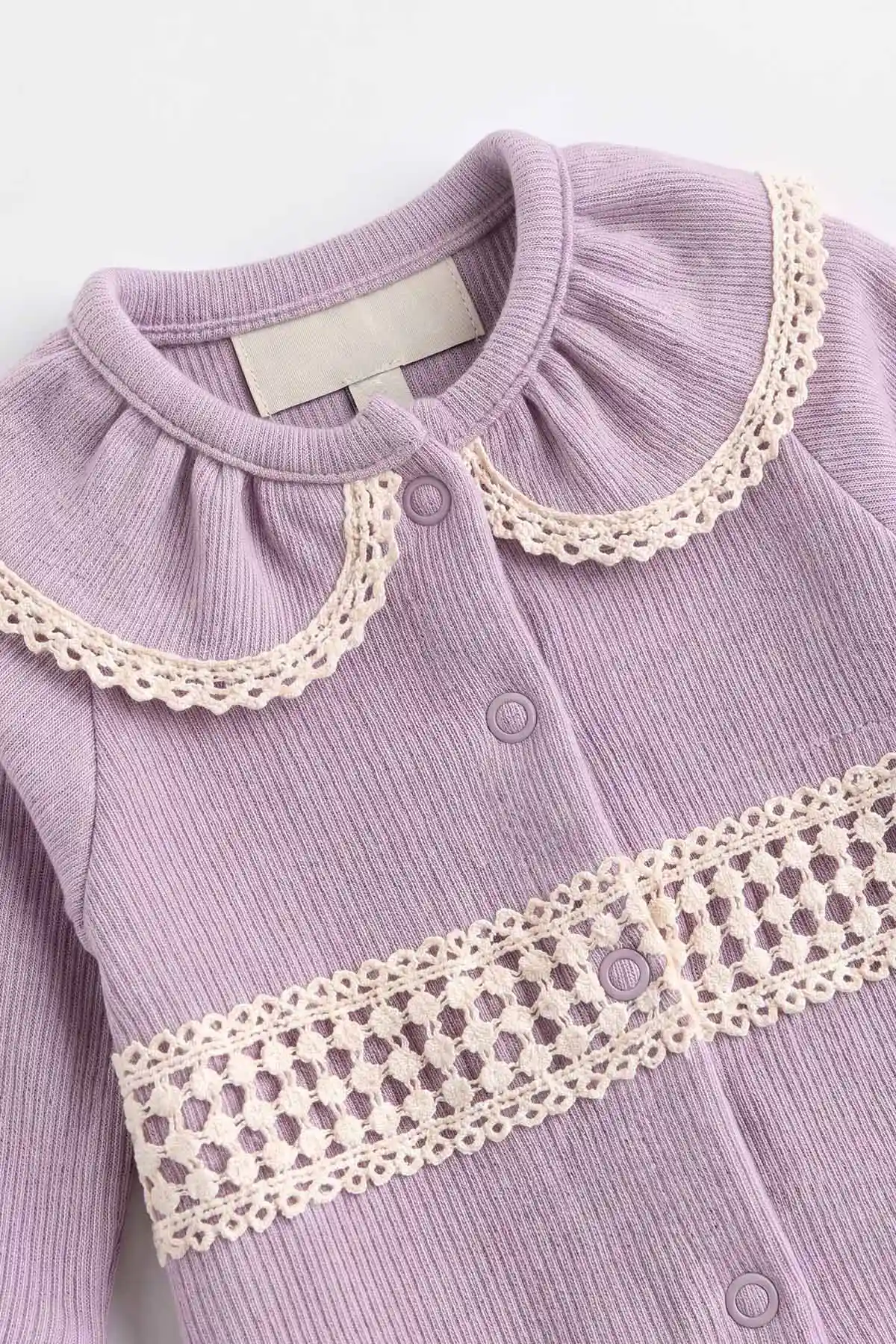 Mürdüm (0-9 Ay)  Fisto Yakalı  Waffle Kumaş Çıtçıtlı Şapkalı Kız Bebek Tulum 486978