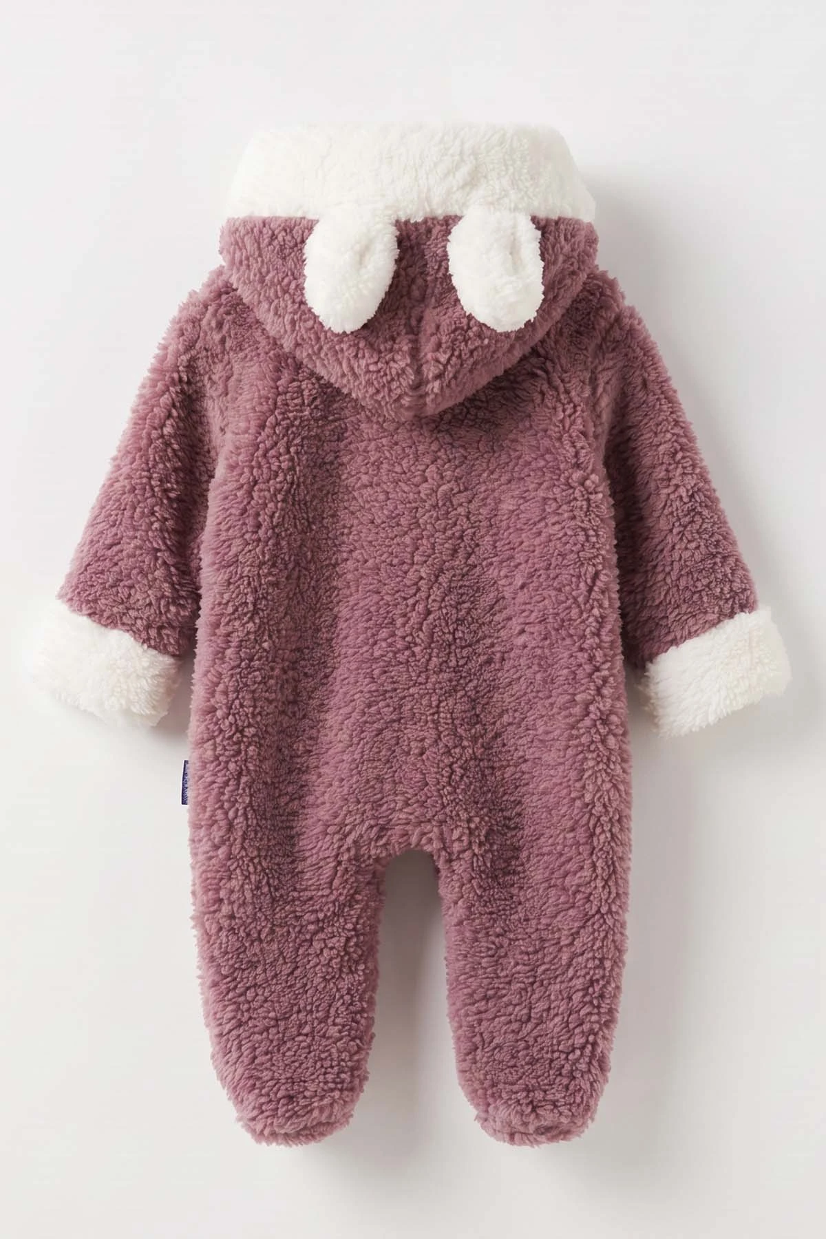 Mürdüm (0-9 Ay) Tavşan Nakışlı Kapüşonlu Peluş Kız Bebek Tulum 495667