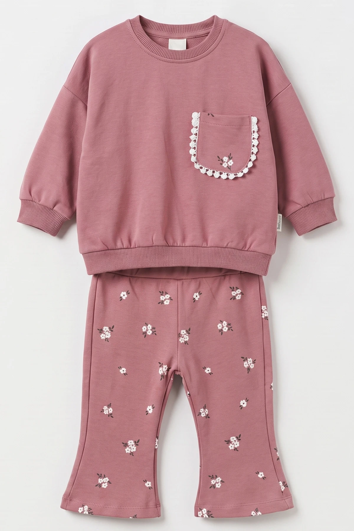 Mürdüm (1-4 Yaş) Cebi Çiçek Baskılı 2 İp Kız Çocuk&Bebek 2'li Takım 495263
