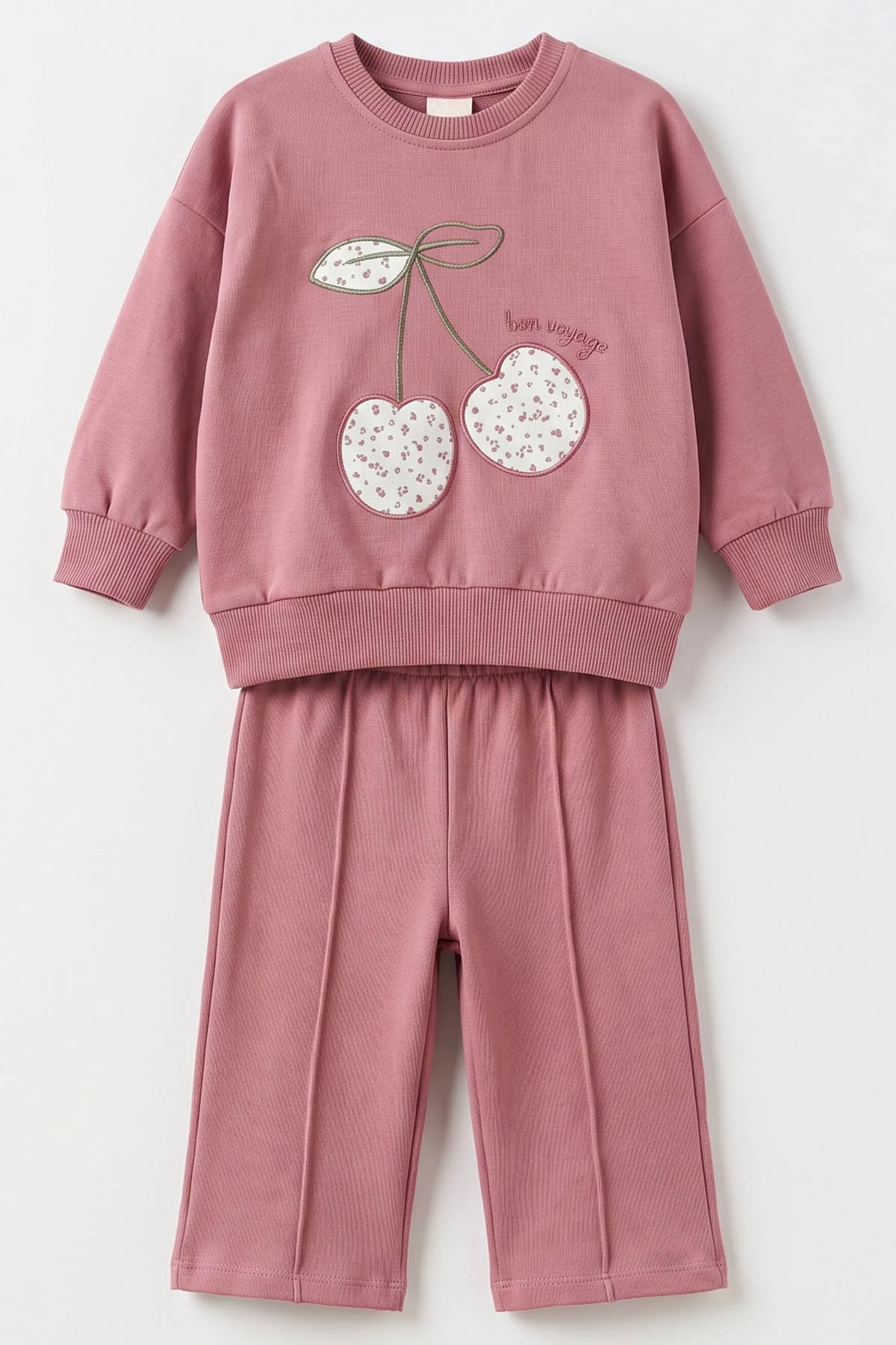 Mürdüm (1-4 Yaş) Kiraz Nakışlı Alt Çimalı 2 İp Kız Çocuk&Bebek 2'li Takım 495239