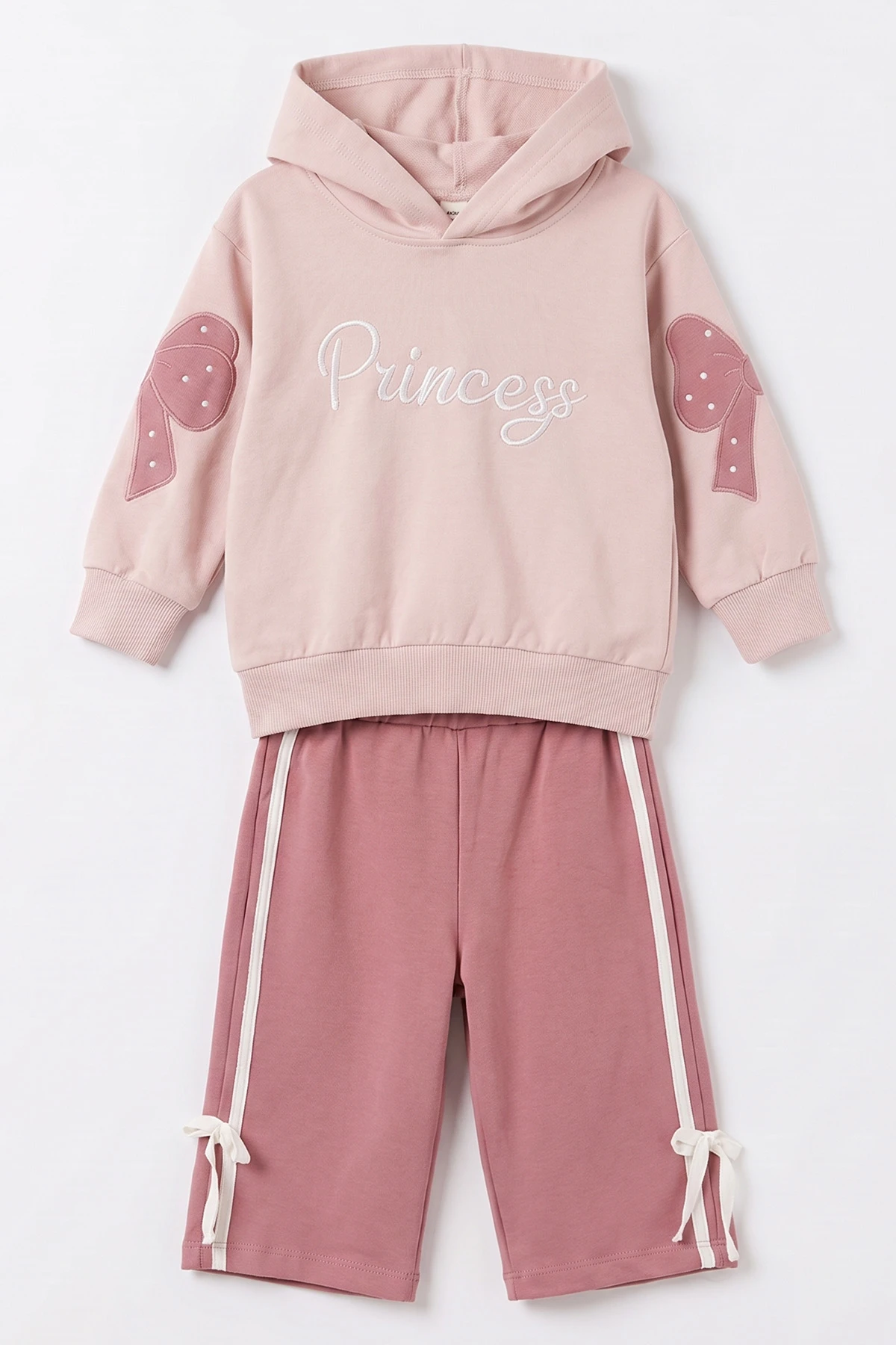 Mürdüm (1-4 Yaş) Princess Nakışlı Kapüşonlu Sweatli  2 İp Kız Çocuk&Bebek 2'li Takım 495243