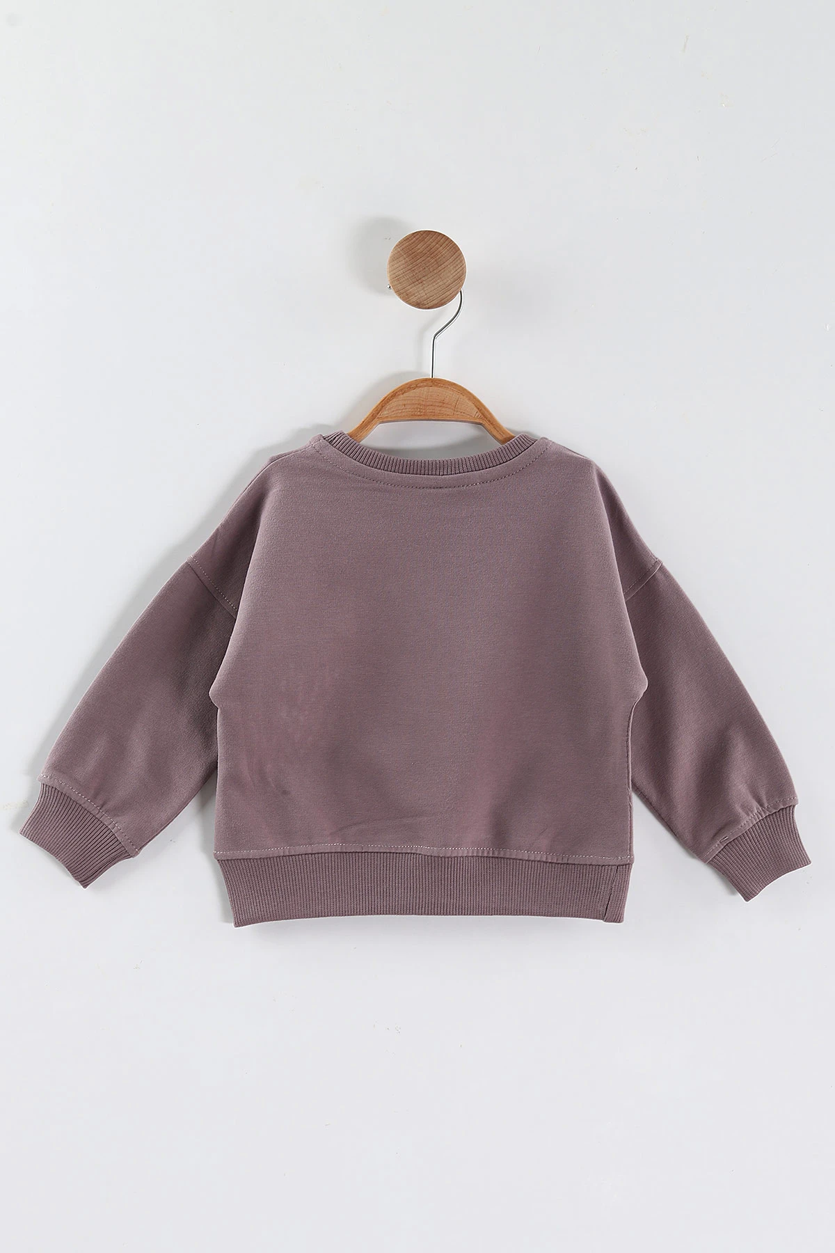Mürdüm (1-4 Yaş)Tavşan Baskılı  Taşlı Kız Çocuk Sweatshirt 432952