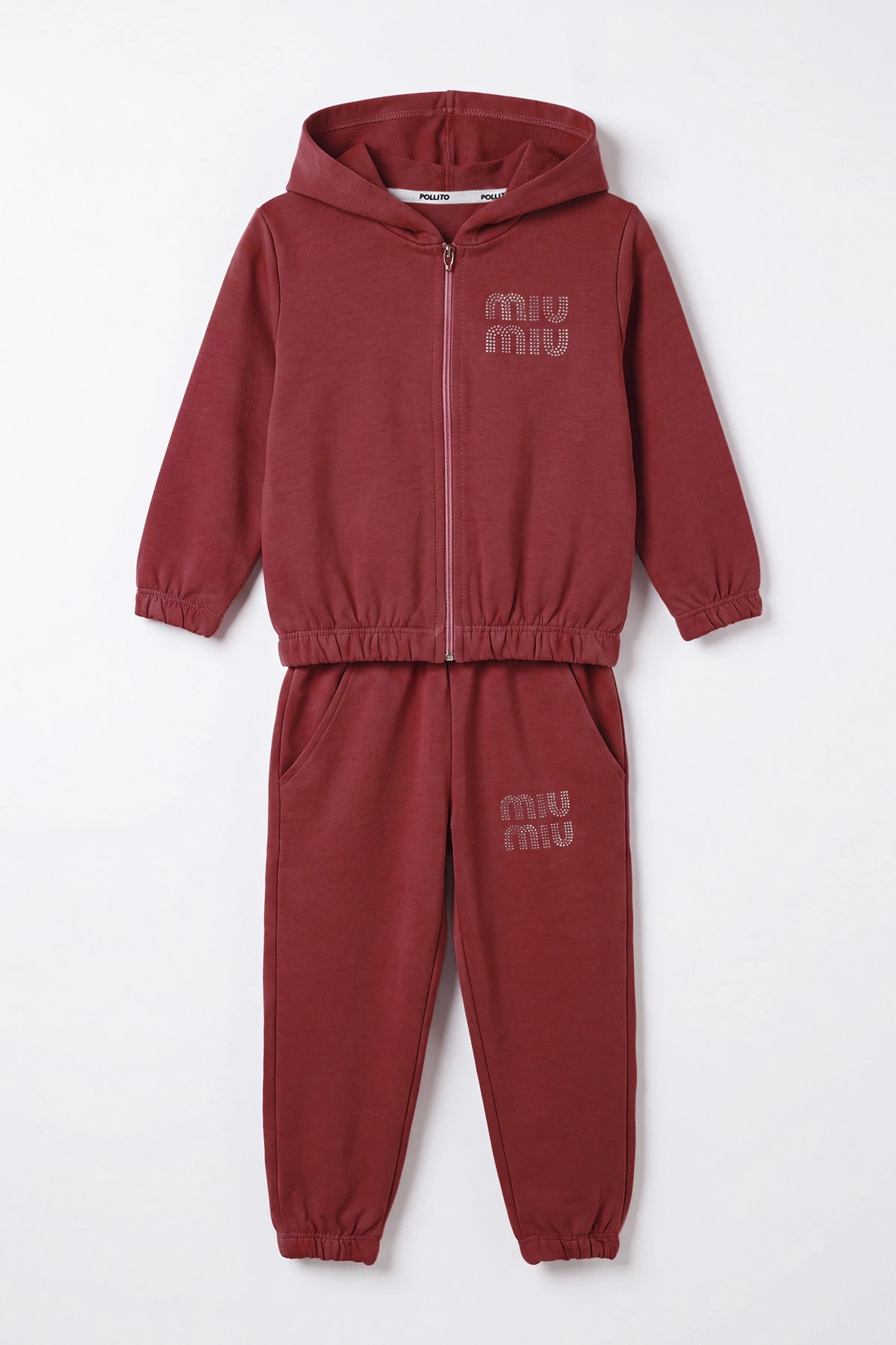 Mürdüm (2-10 Yaş) Miu Miu Taş Baskılı Kapüşonlu Hırkalı Kız Çocuk 2'li Takım 478509