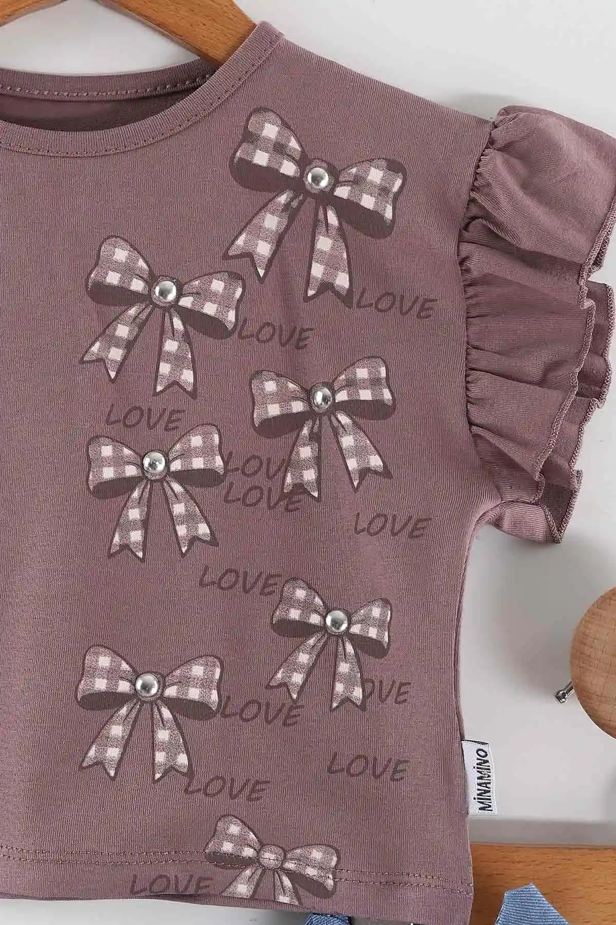 Mürdüm (2-5 Yaş)Fiyonk Baskılı Tencel Kumaş Şortlu Kız Çocuk Takım 462561