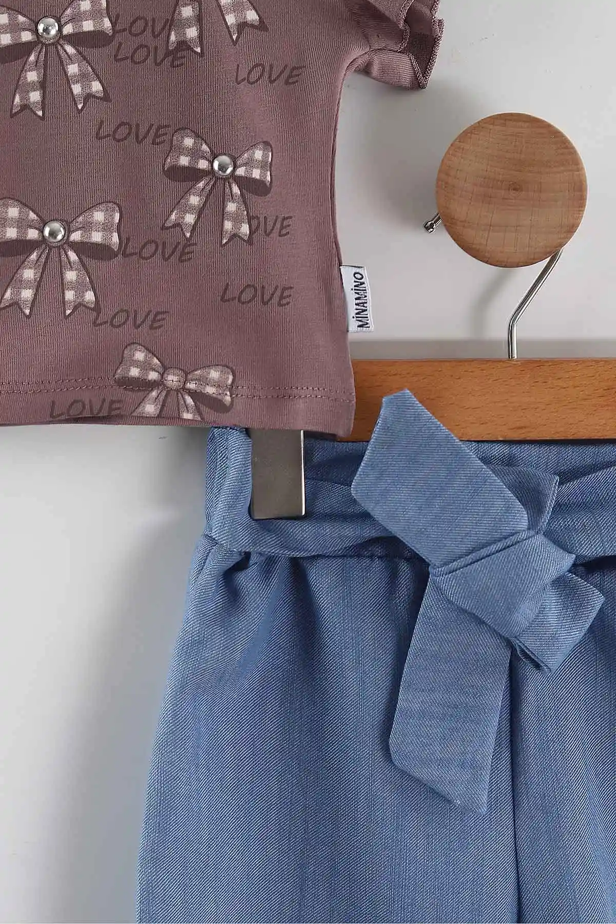 Mürdüm (2-5 Yaş)Fiyonk Baskılı Tencel Kumaş Şortlu Kız Çocuk Takım 462561