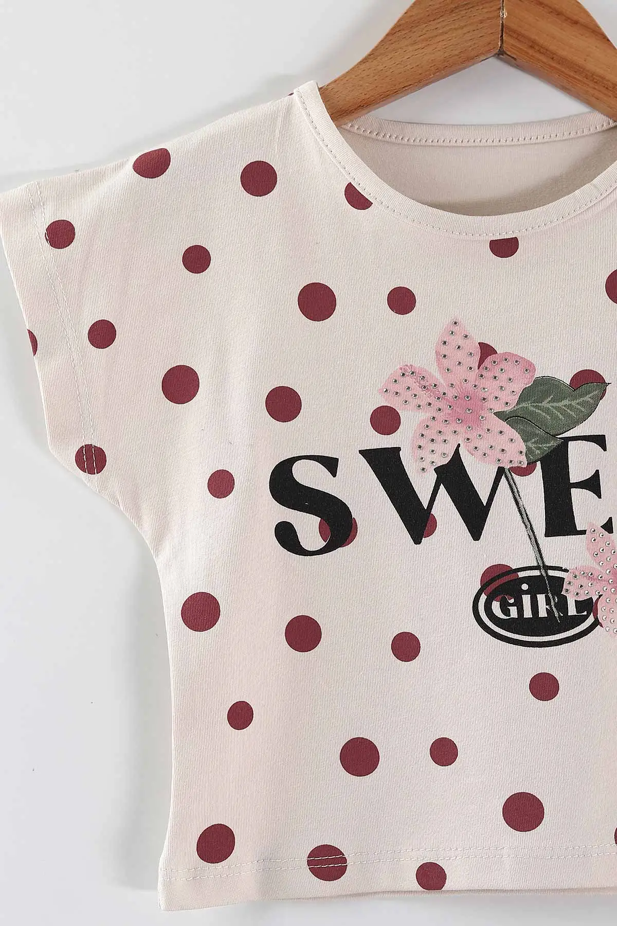 Mürdüm (2-5 Yaş)Sweet Taş Baskılı Flam Keten Kumaş Şortlu Kız Çocuk Takım 451970