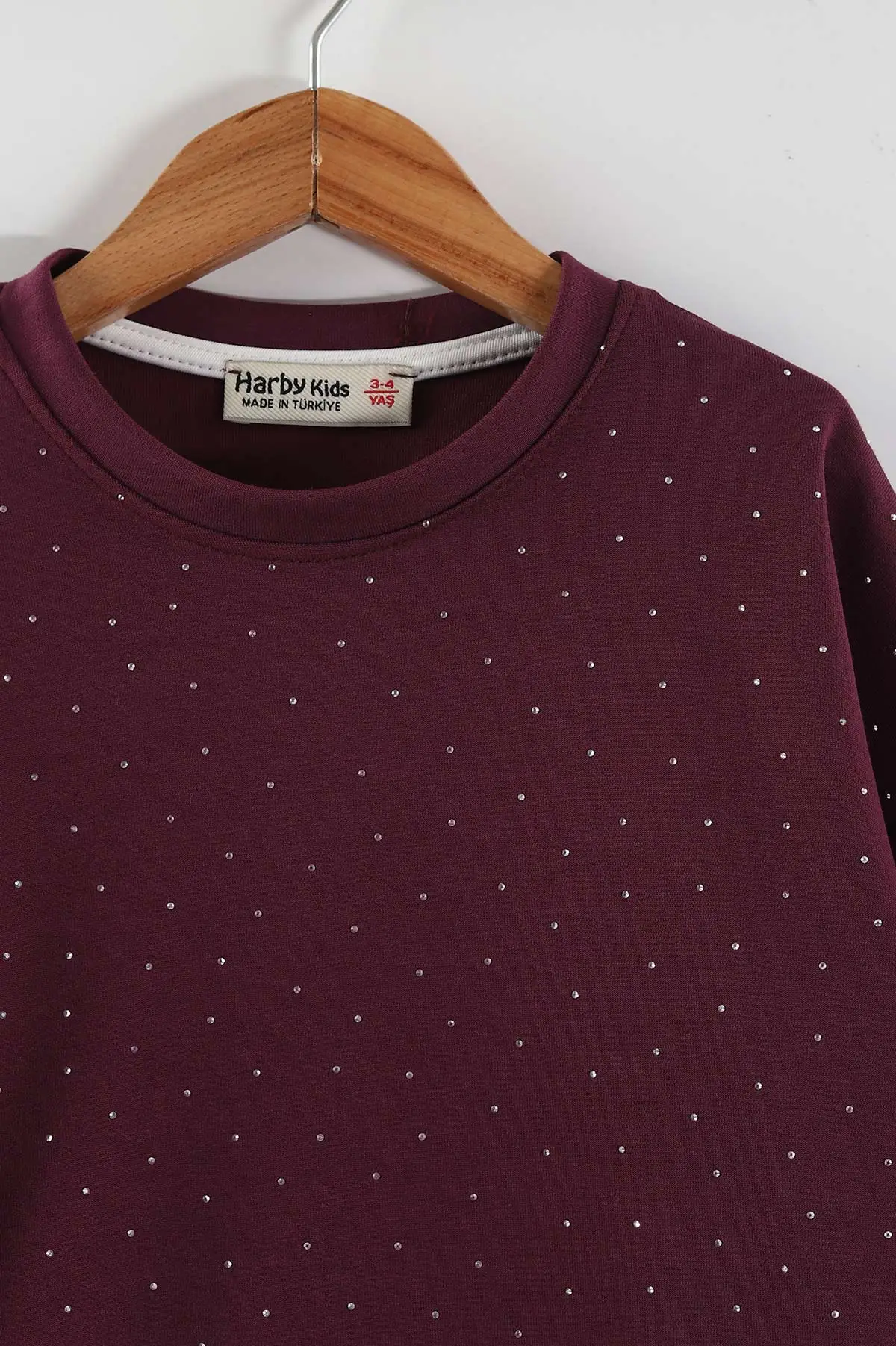 Mürdüm (3-10 Yaş) Taş Baskılı Oysho Sweatli Kot Pantolonlu Kız Çocuk 2'li Takım 443393