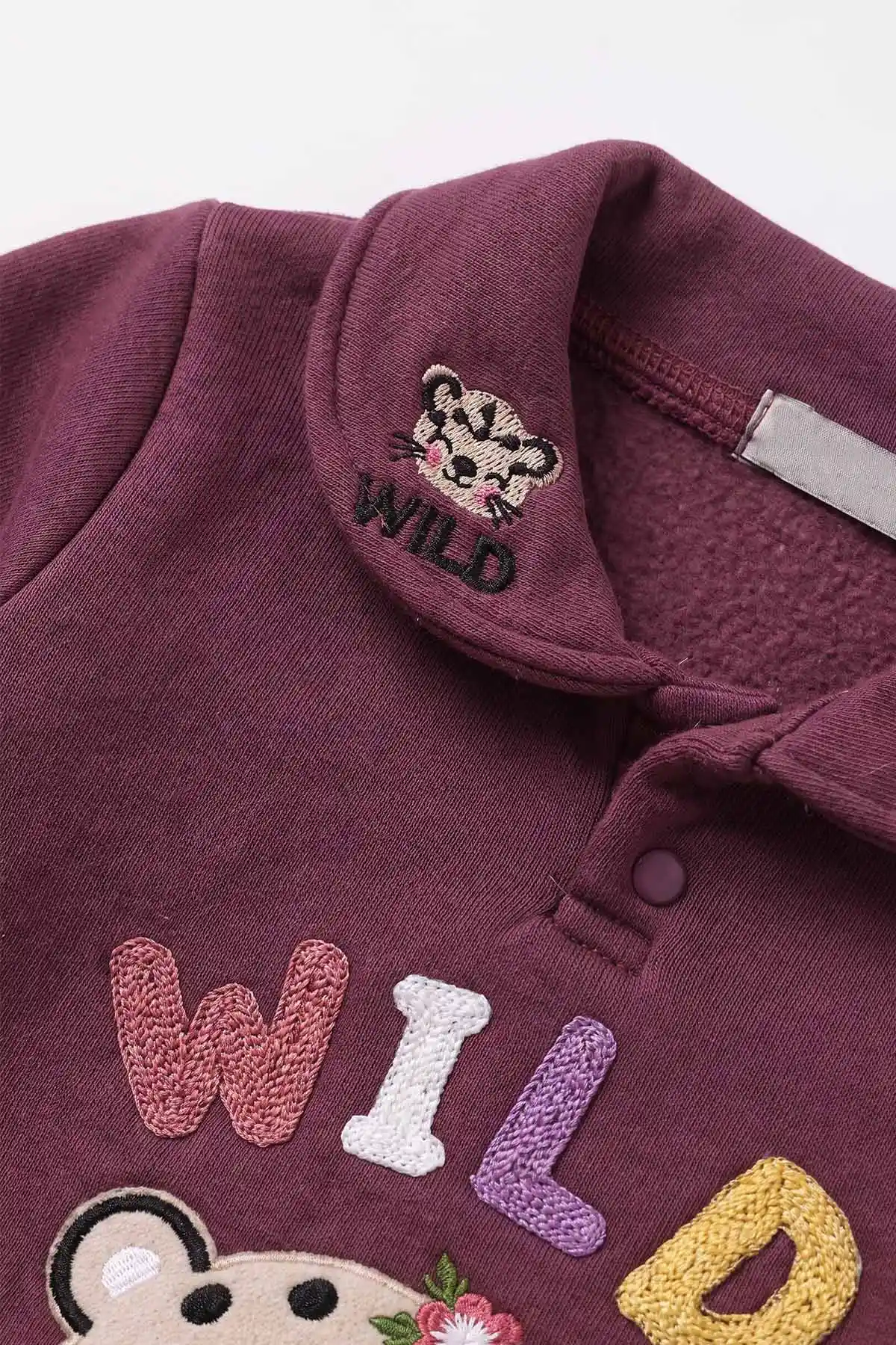 Mürdüm (3-24 Ay) Wild  Nakışlı Yakası Patlı  3 İp Şardonlu Kız Bebek Kışlık Takım 486777