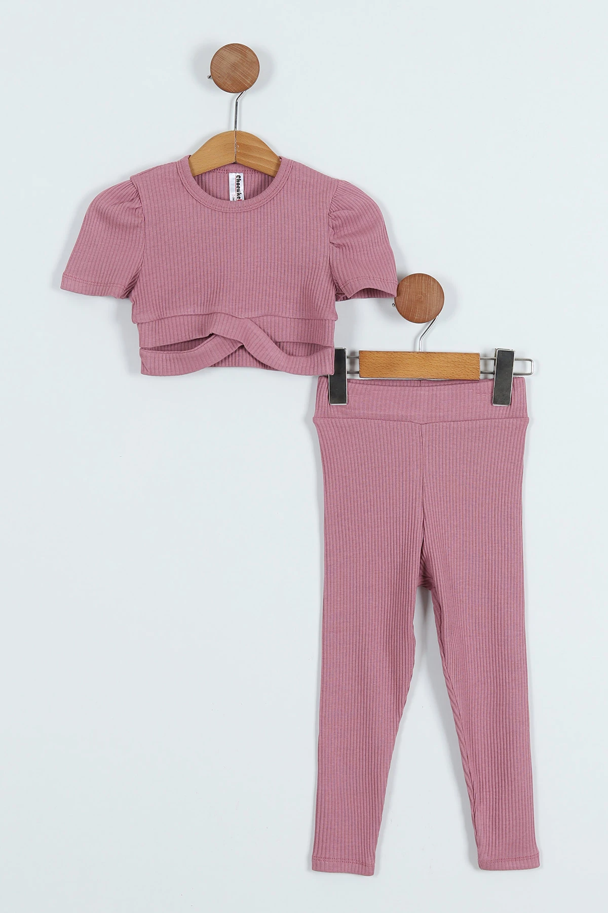 Mürdüm (3-7 Yaş) Crop Fitilli Kız Çocuk Takım 265336