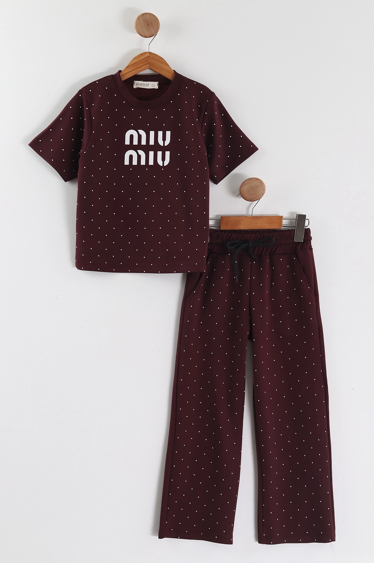 Mürdüm (4-12 Yaş)Mıu Baskılı Puantiyeli Kız Çocuk Takım 455267