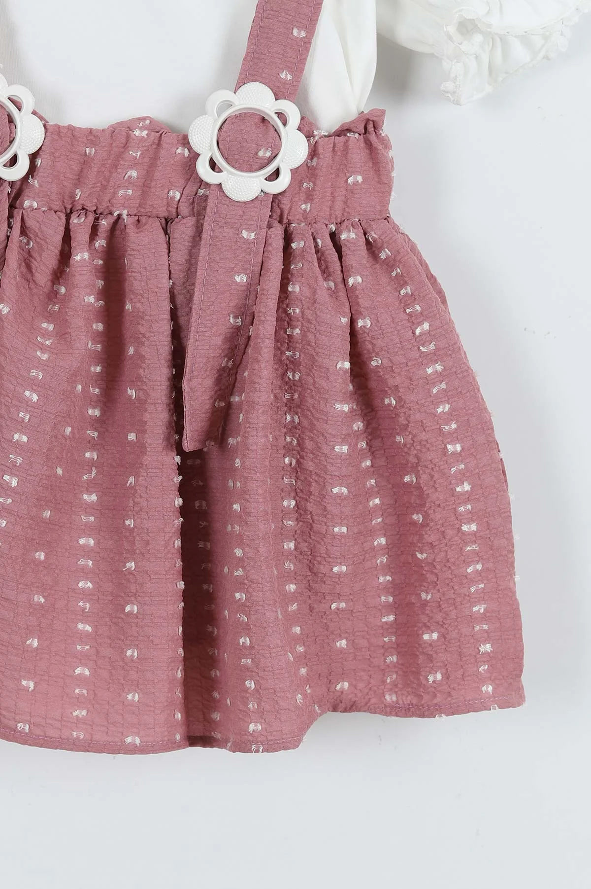 Mürdüm (4-8 Yaş) Papatya Tokalı Bebe Yaka Kız Çocuk Salopet Takım 276851